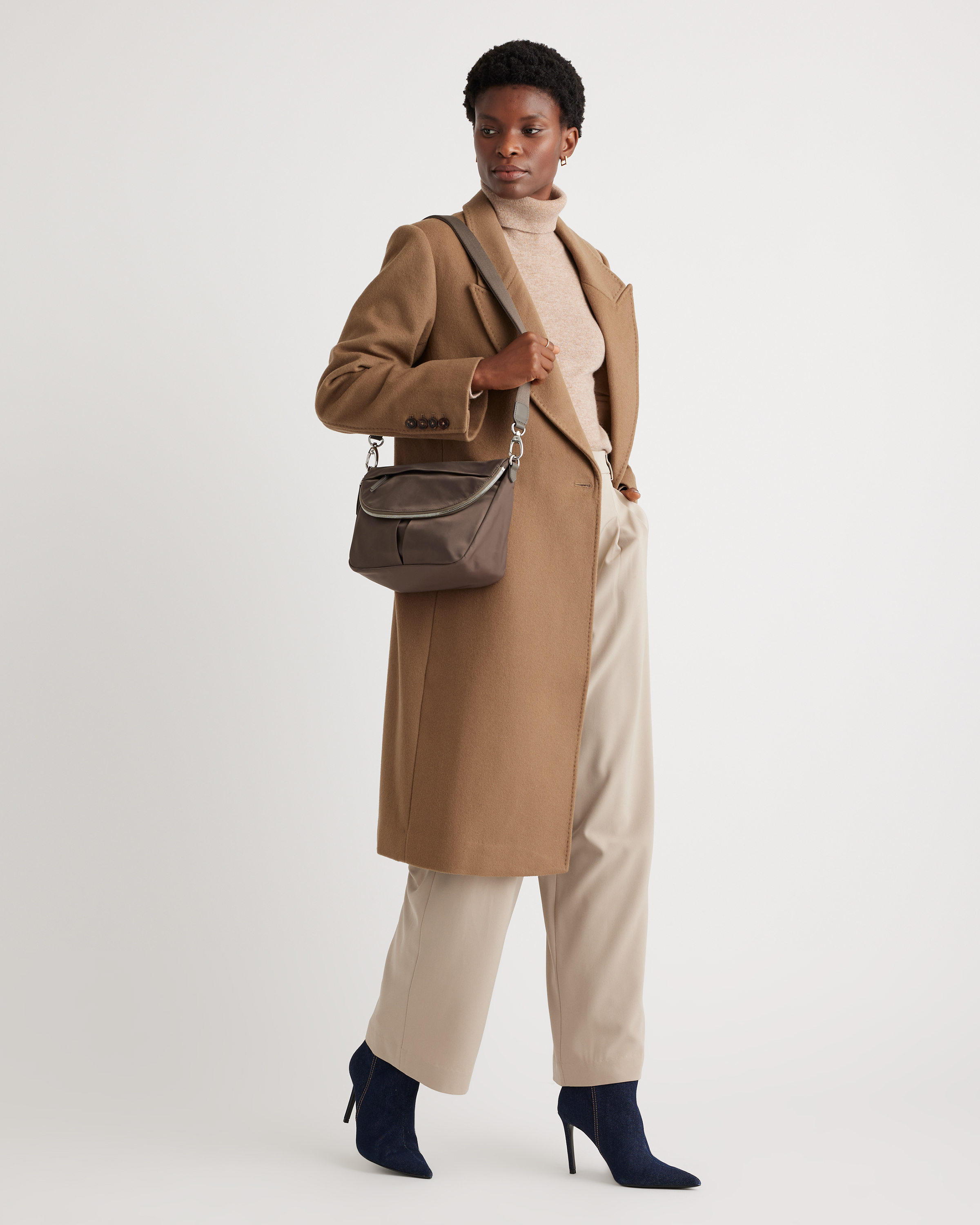 Revive Nylon Foldover Crossbody in Ash Grey