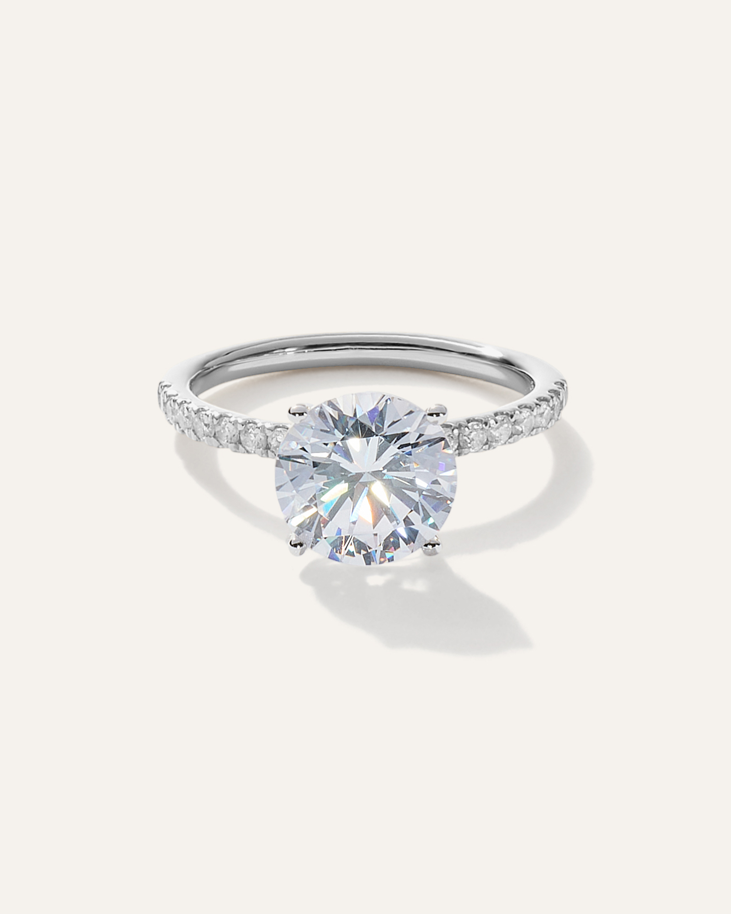 Platinum Lab Grown Diamond Round Petite Pave Engagement Ring