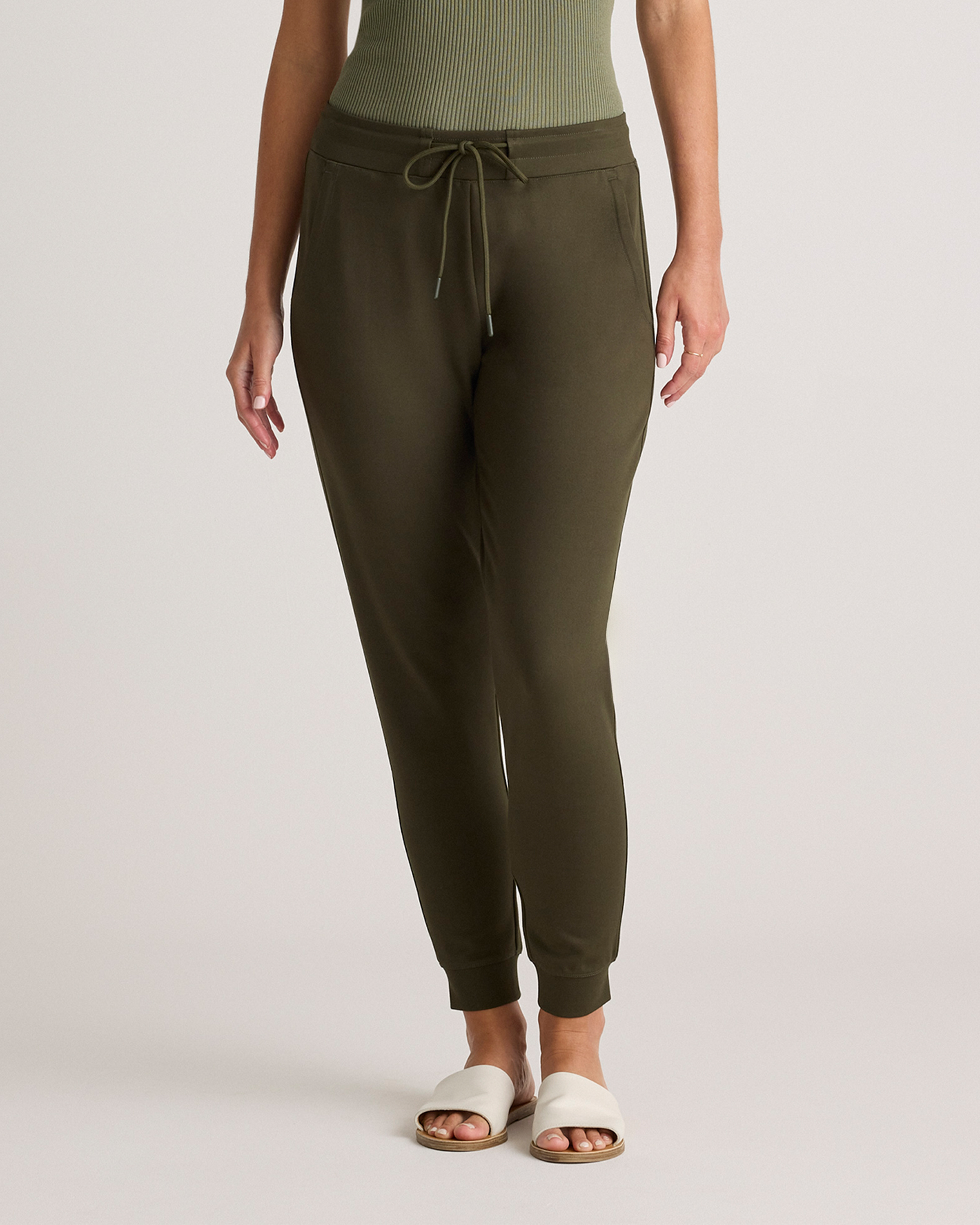 Olive Ultra-Stretch Ponte Jogger Pants