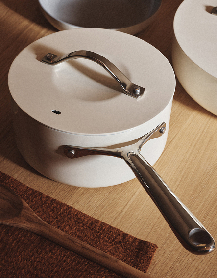 Ivory Ceramic Nonstick Saucepan: 3QT