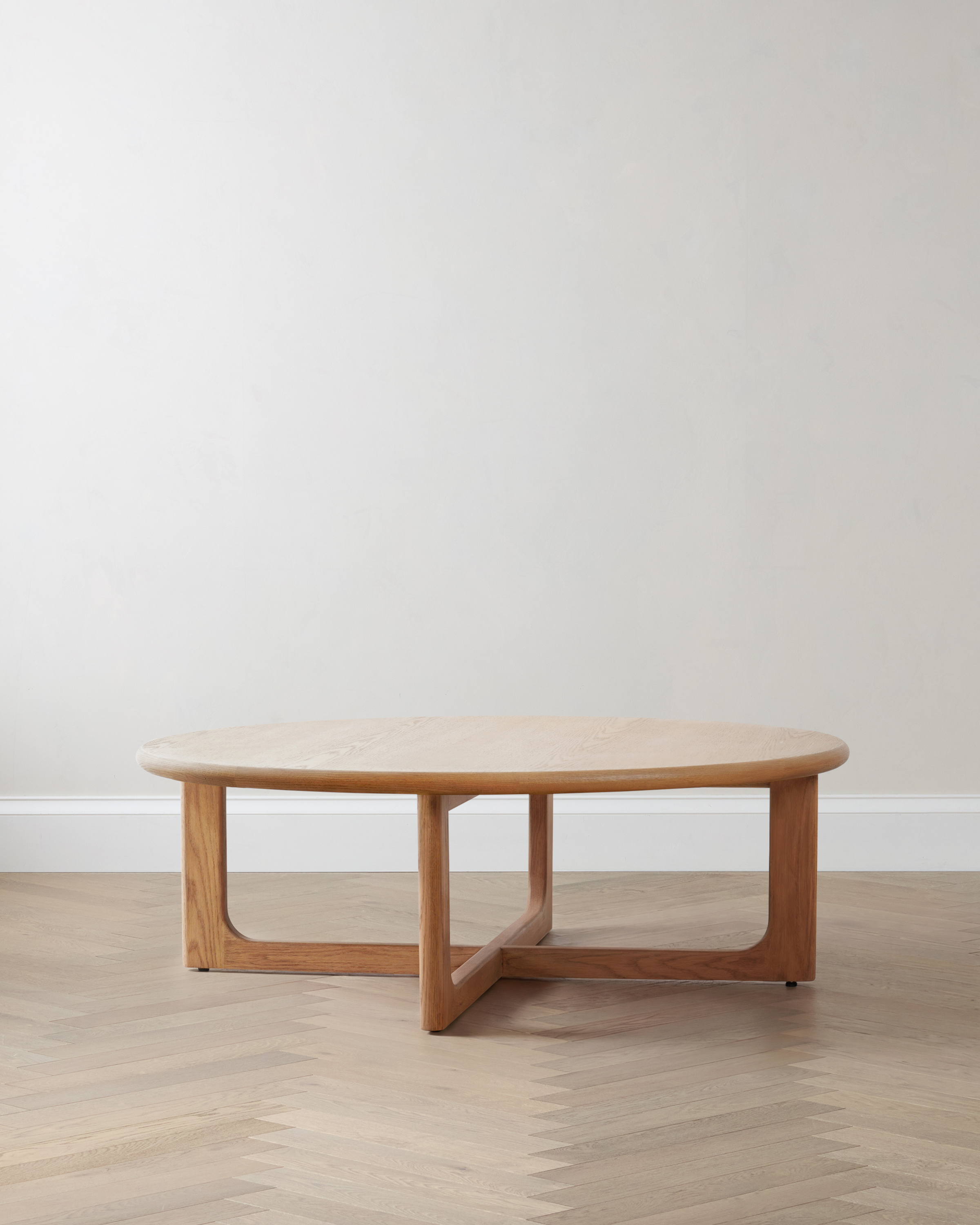 Natural Solid Oak Round X-Base Coffee Table