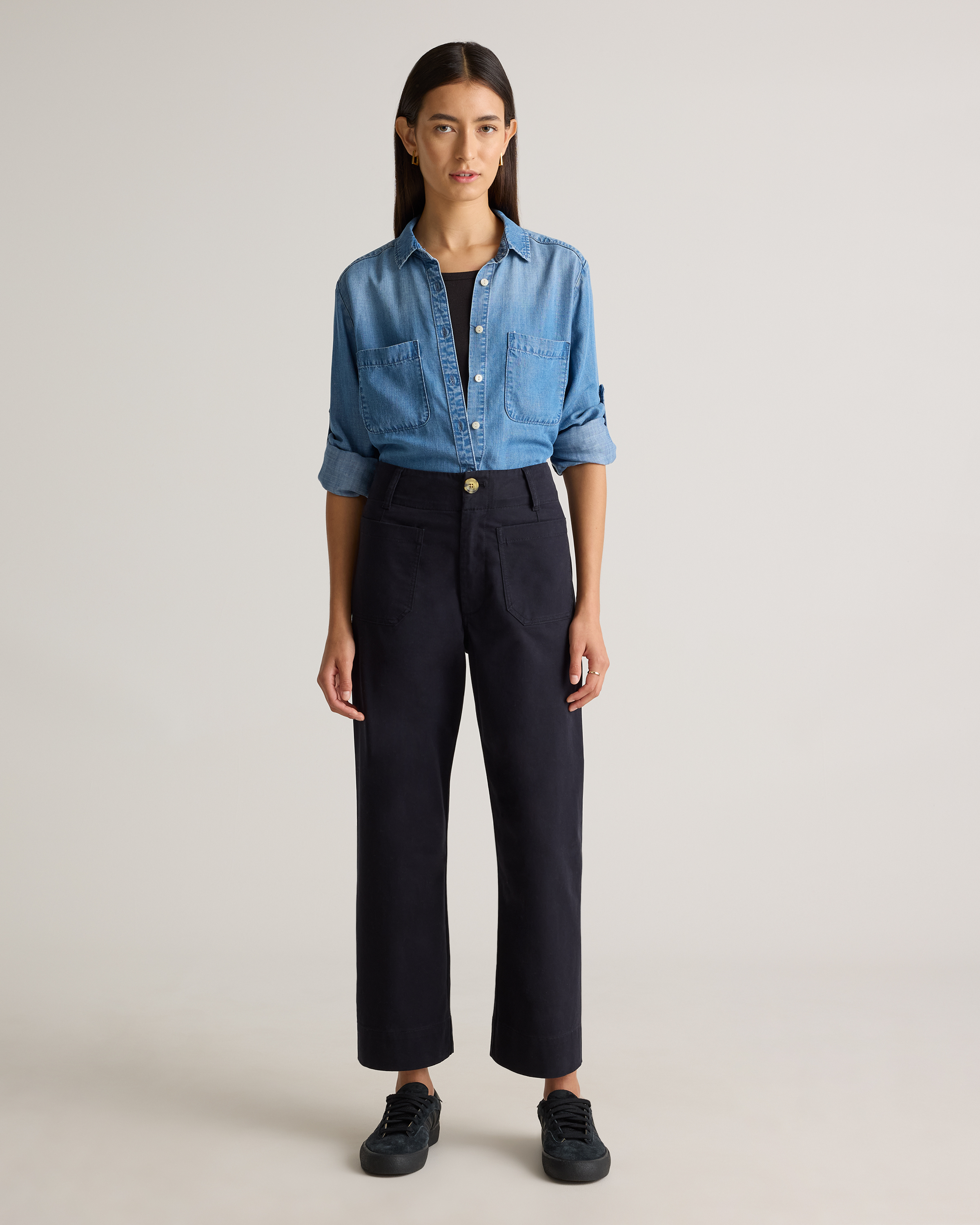 Organic Stretch Cotton Chino Wide Leg Pants
