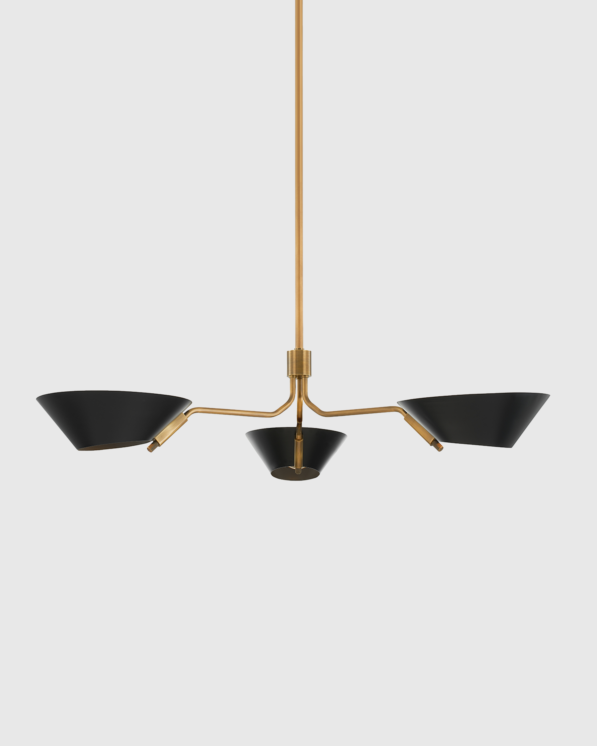 Black Mid-Century Armed Iron Chandelier