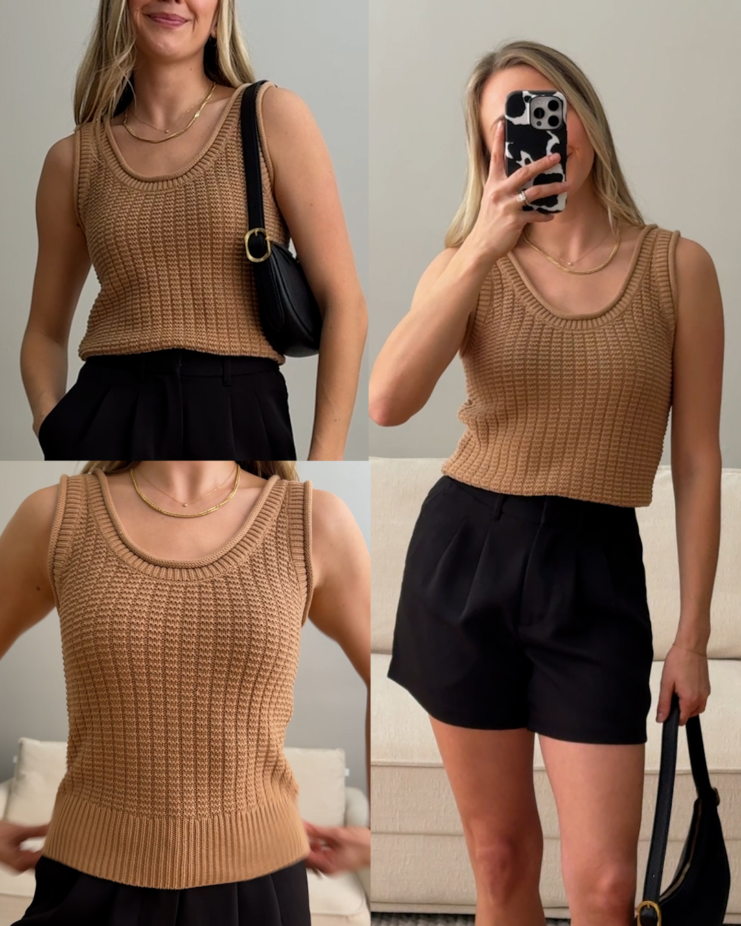 100- Organic Cotton Waffle Cropped Sweater Tank Camel Monette Moio 4x5 Thumbnail