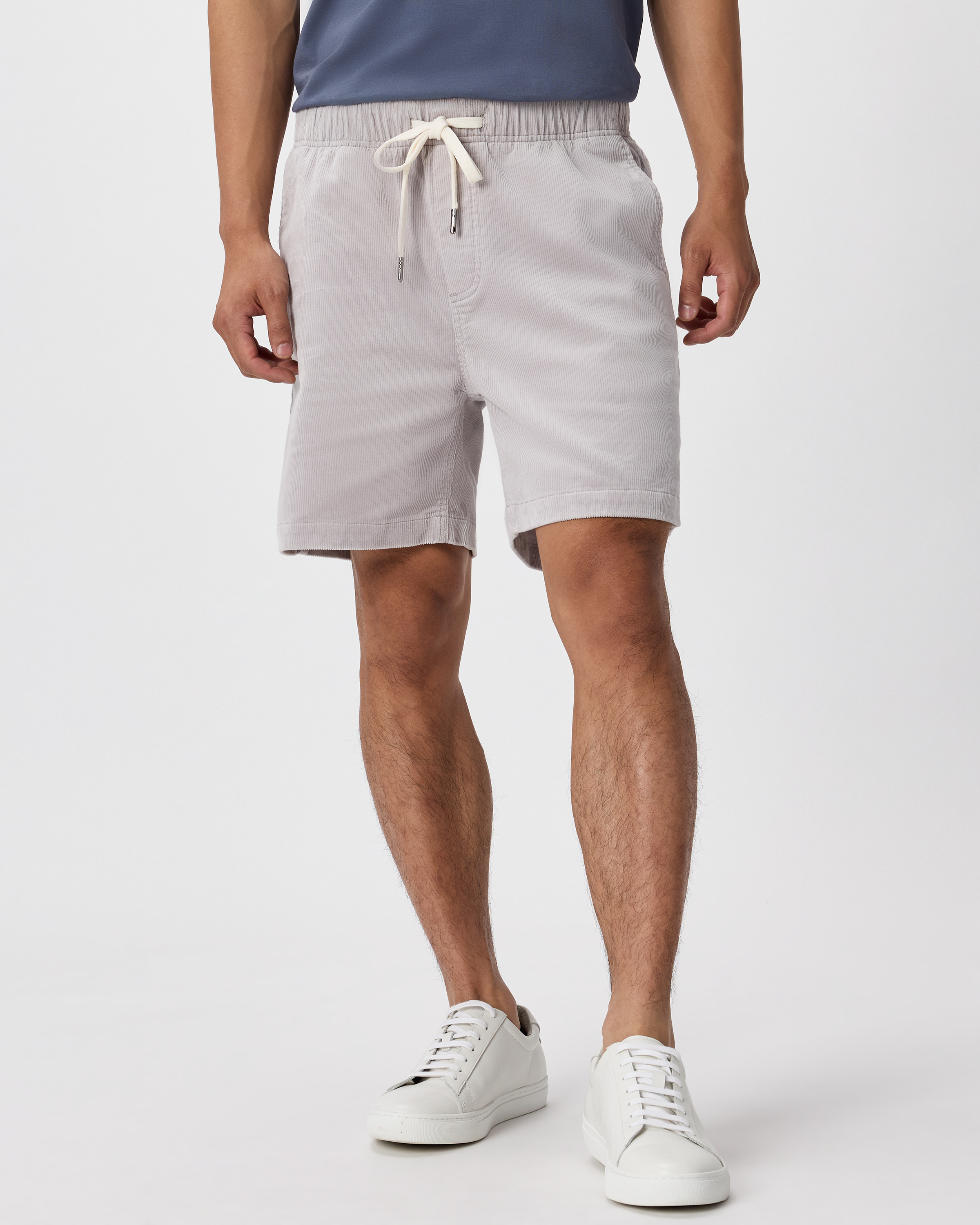 Granite Grey Organic Stretch Corduroy Shorts - 6"