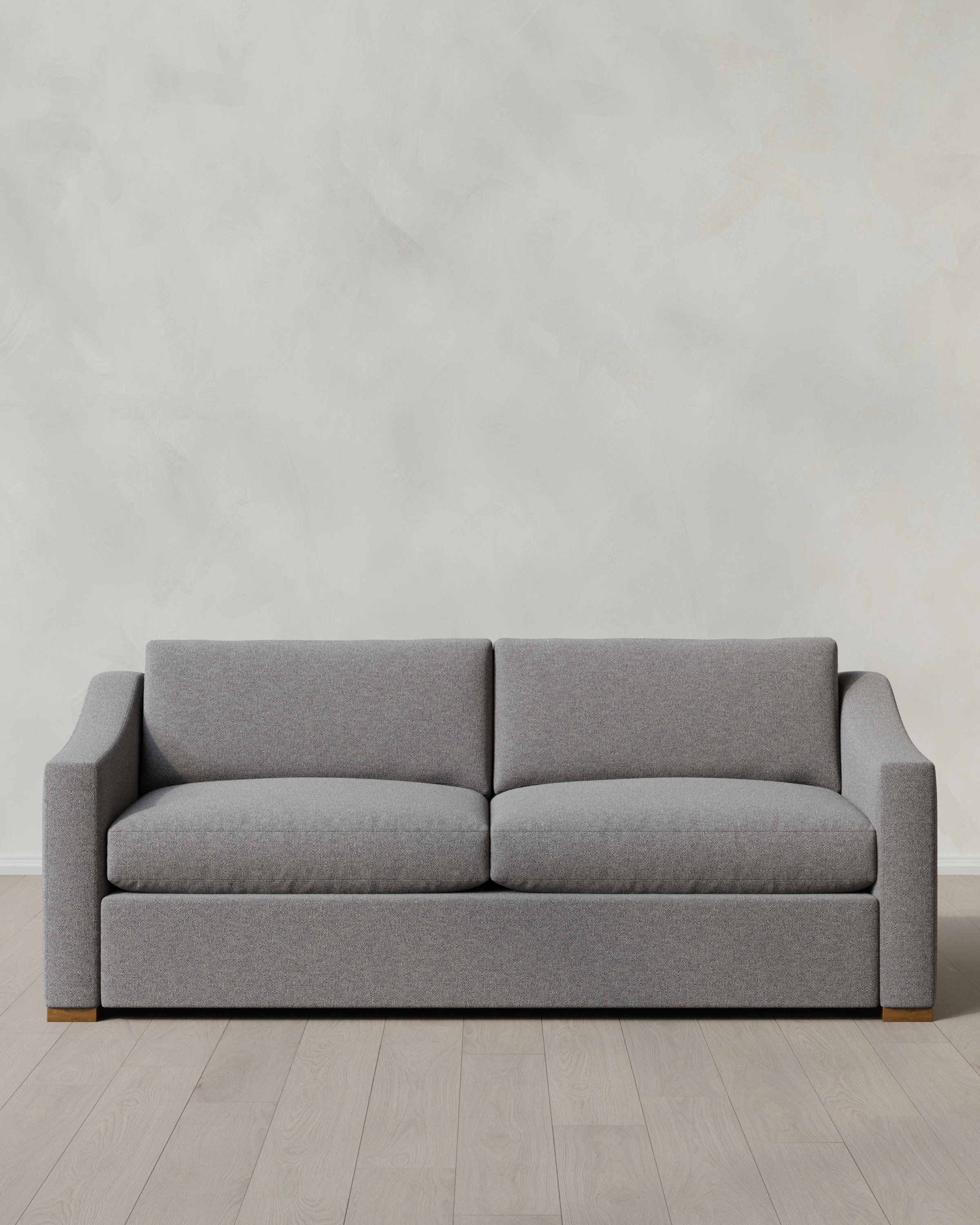 Quince Hollis Slope Arm Sofa in Performance Basketweave in Ash, Size 91", Performance Linen Blend