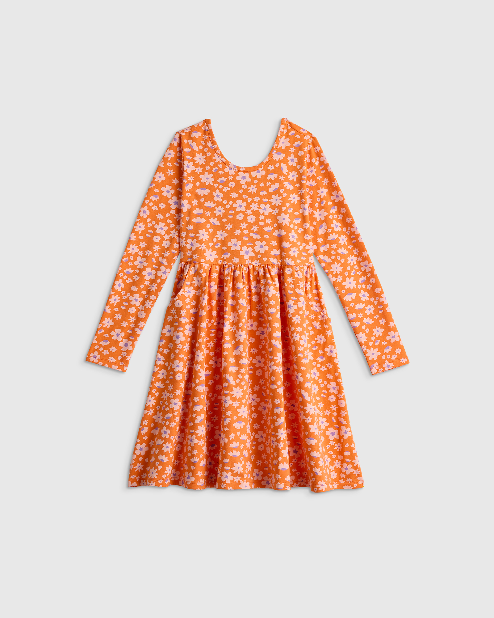 Orange Blossoms Organic Cotton Long Sleeve Skater Dress 