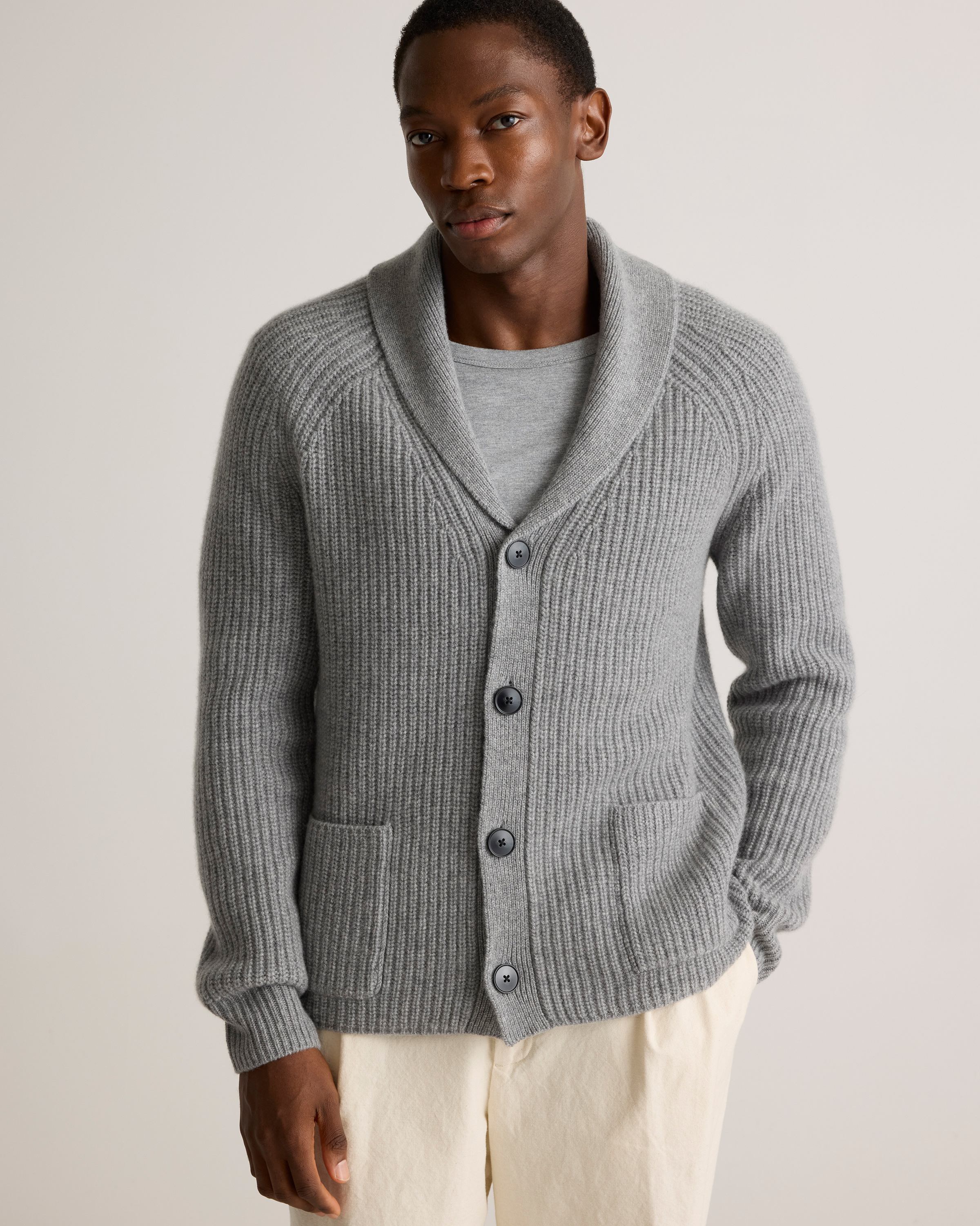 AKM エイケイエム【M】CASHWOOL SHAWL CARDIGAN Black California Cashmere Shawl Cardigan - Buck Mason