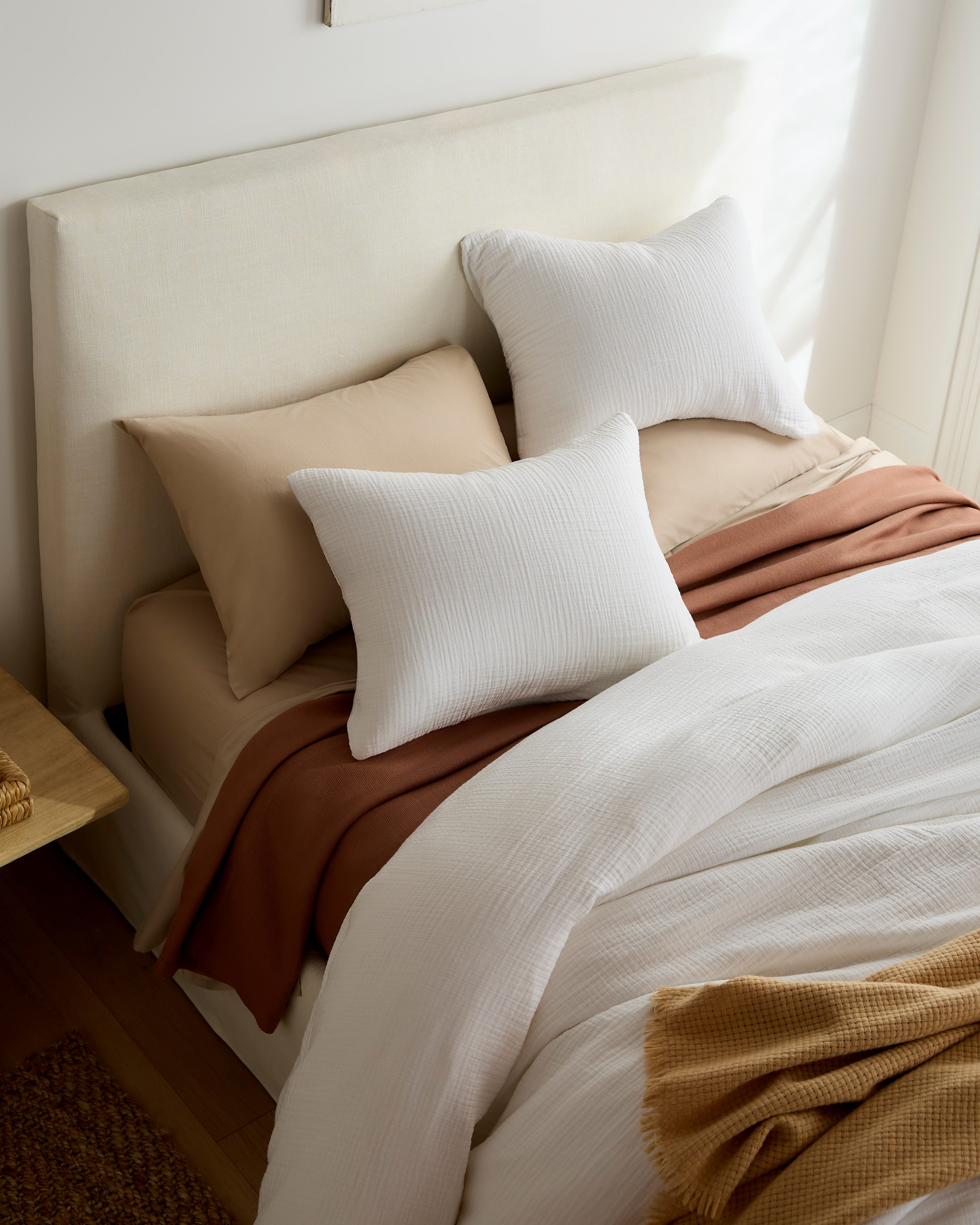 Luxury Organic Cotton Bed Blanket in Rust
