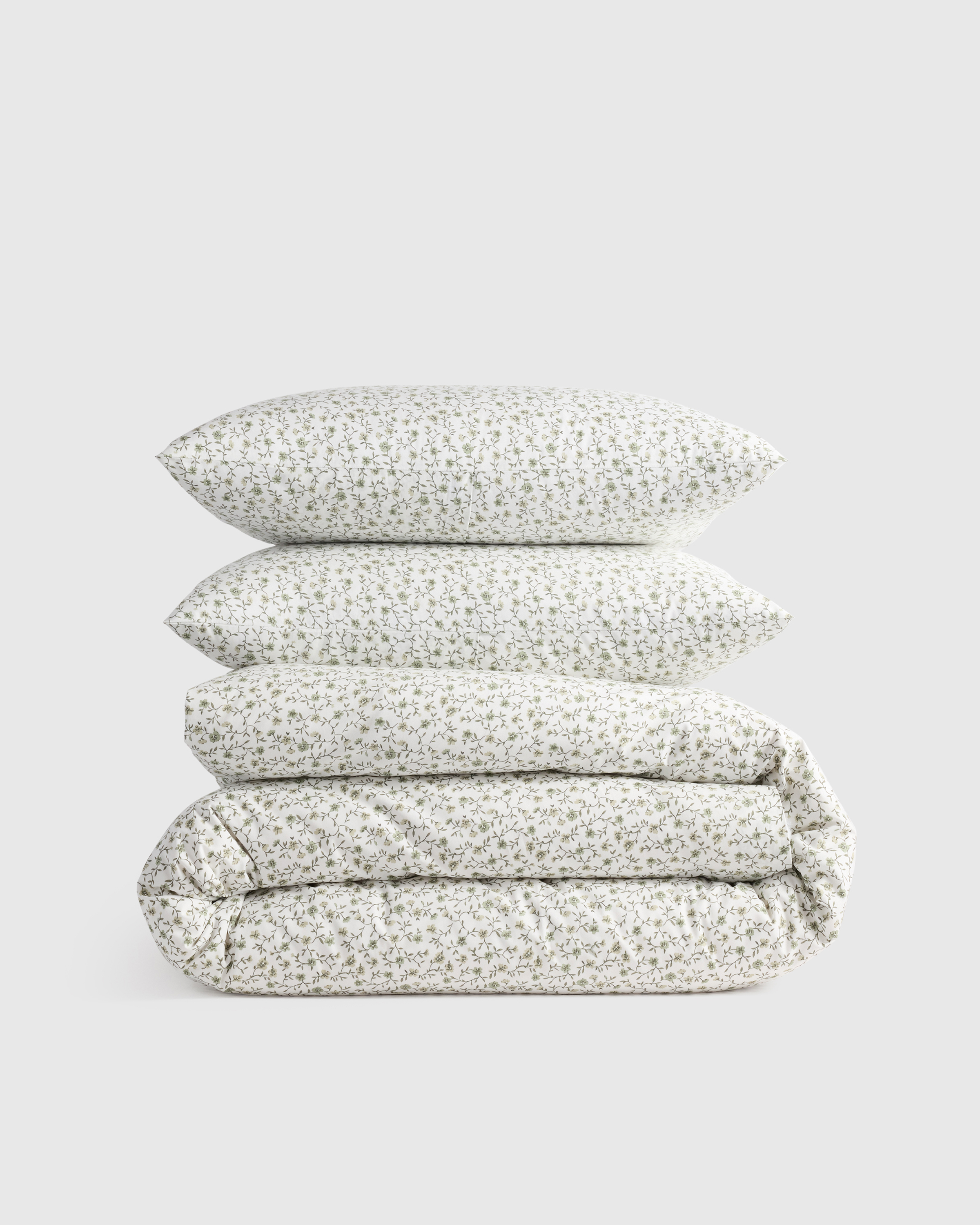 Green Florette Classic Organic Percale Floral Duvet Cover Set
