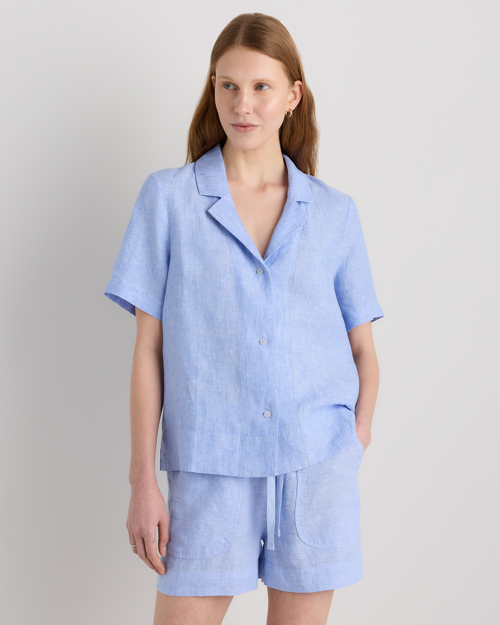 French Blue Chemise à manches courtes 100 % lin européen