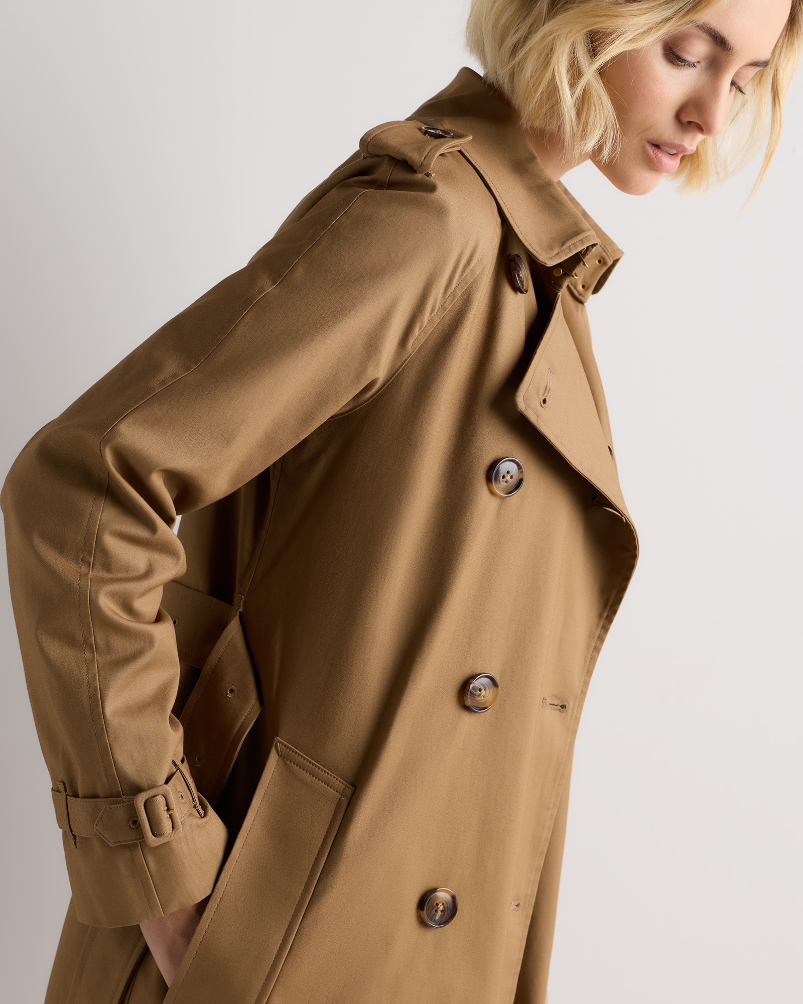 Comfort Stretch Long Trench Coat | Quince Canada