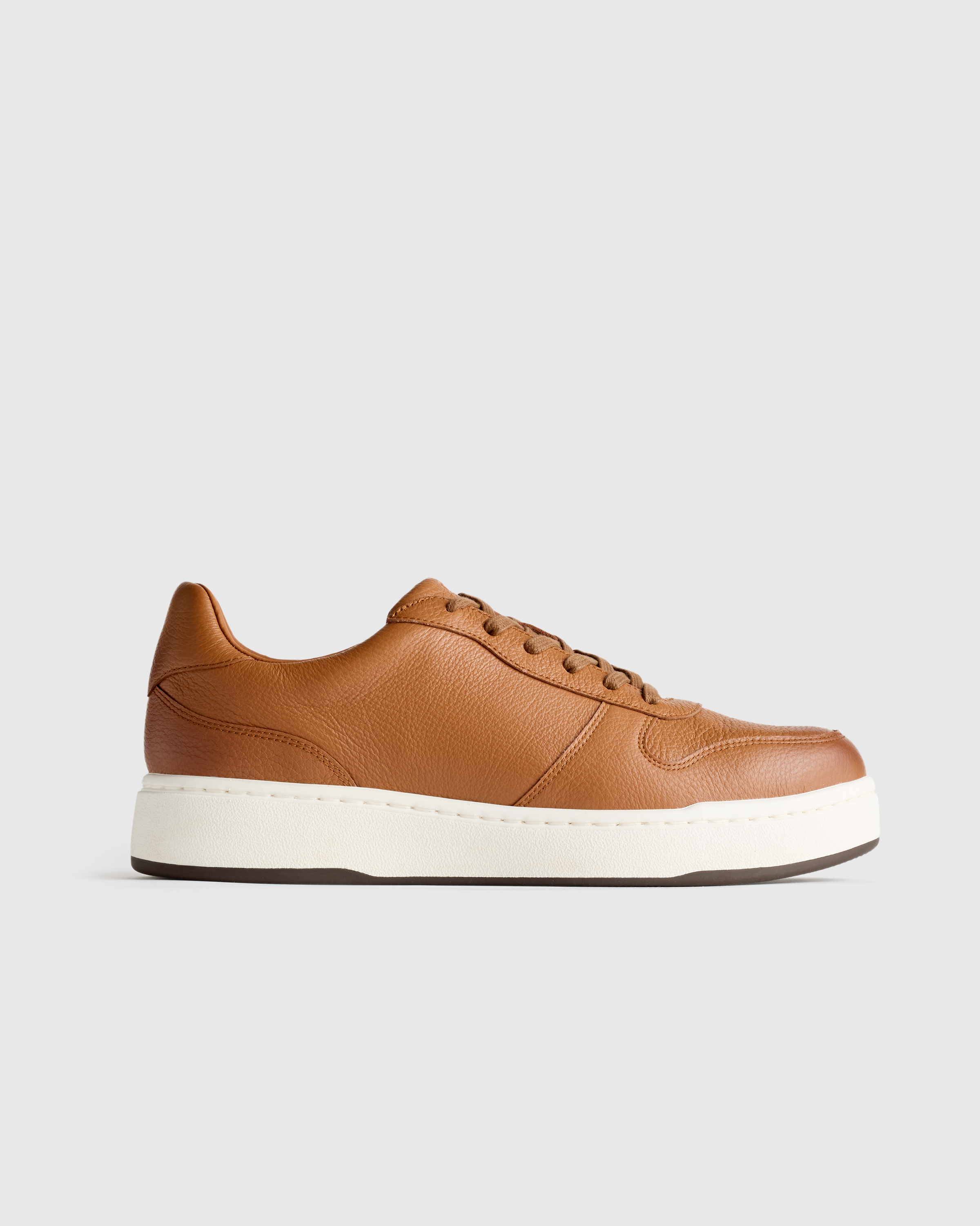 Tan Full-Grain Leather Comfort Court Sneaker