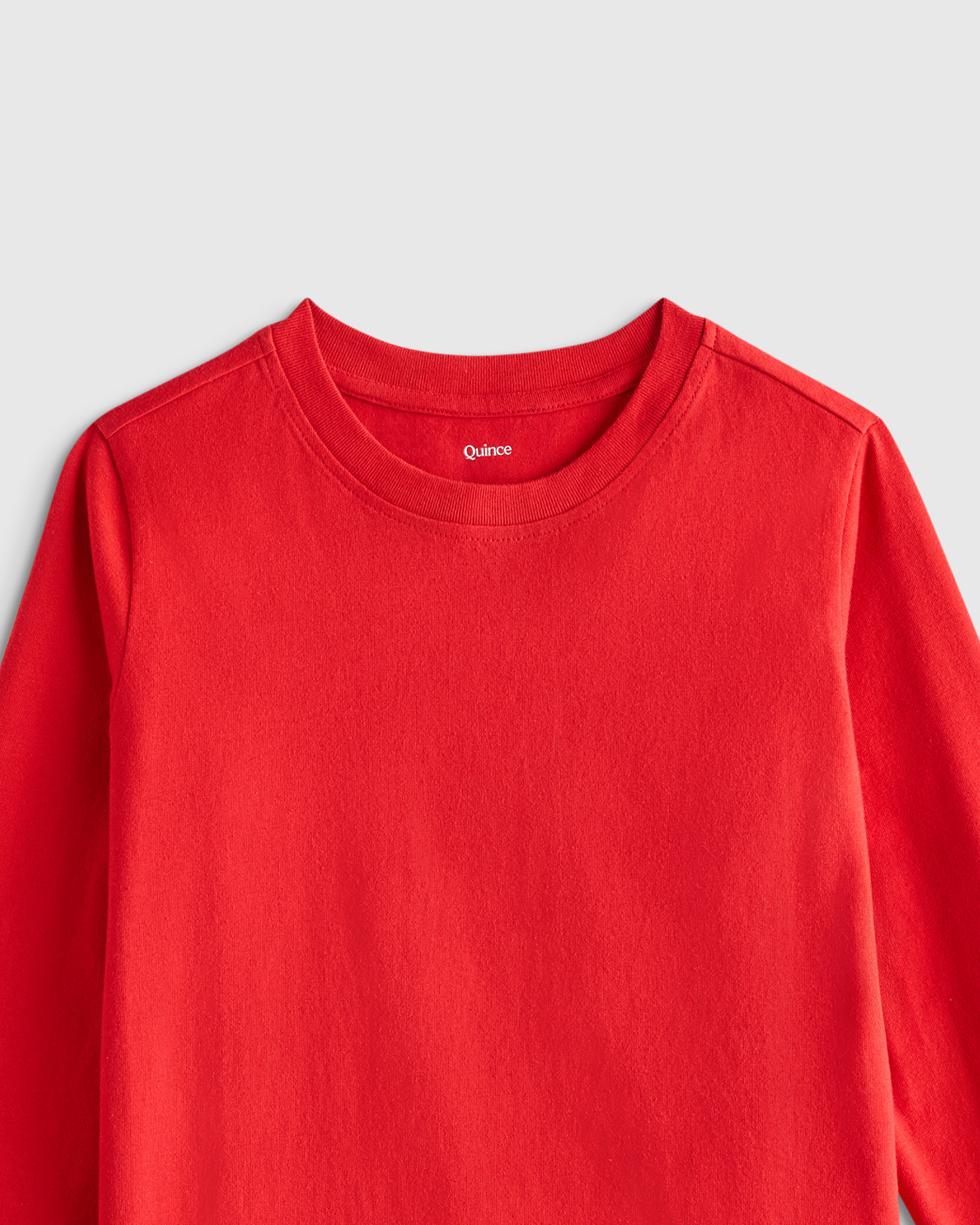 100% Organic Cotton Jersey Long Sleeve Tee in Red | Quince Canada