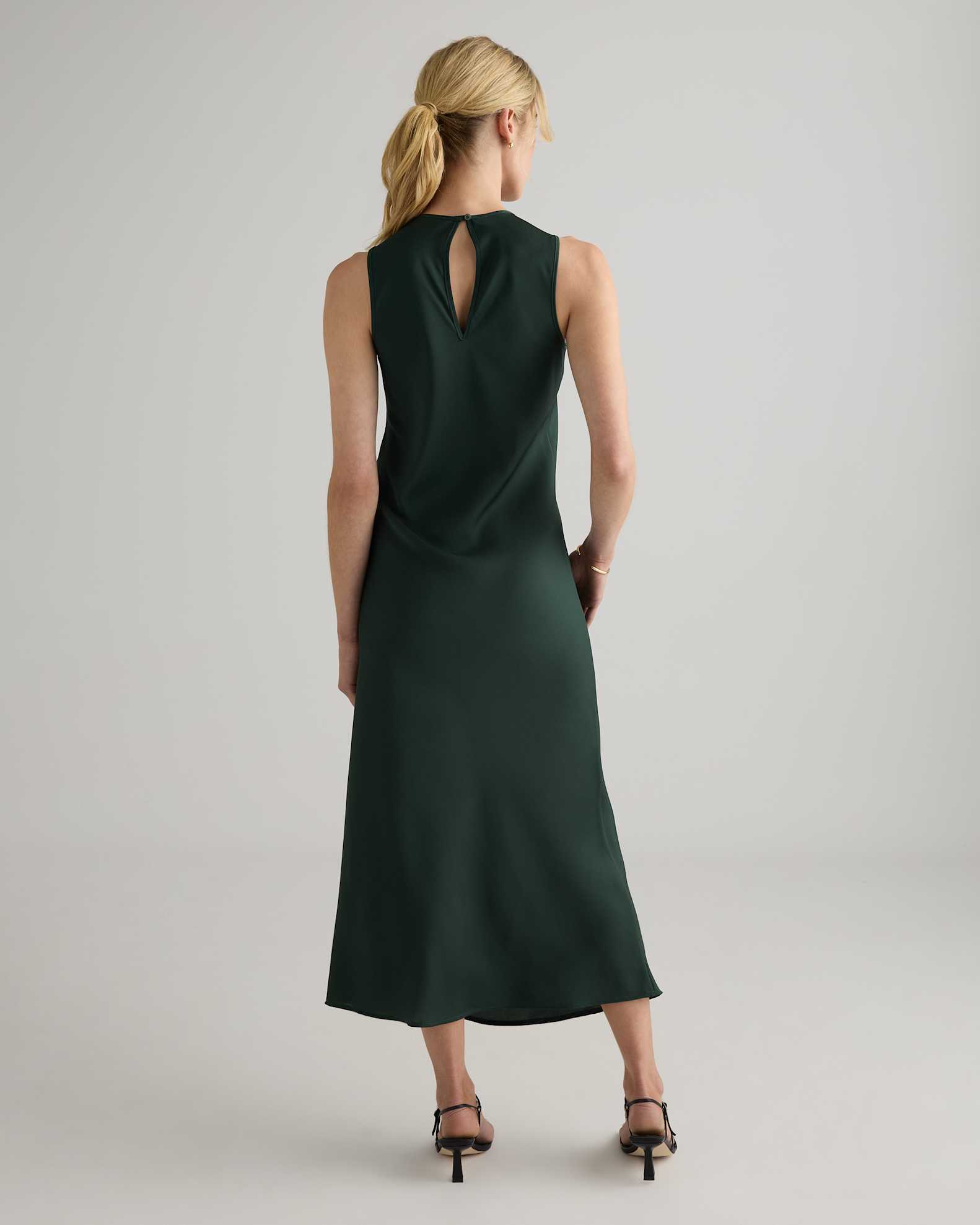 Quince Women's Stretch Silk Tank Top Midi Dress, Forest Green, Size Medium - Washable, Hypo-allergenic, Thermoregulating Quince Women's Stretch Silk Tank Top Midi Dress, Forest Green, Size Medium - Washable, Hypo-allergenic, Thermoregulating