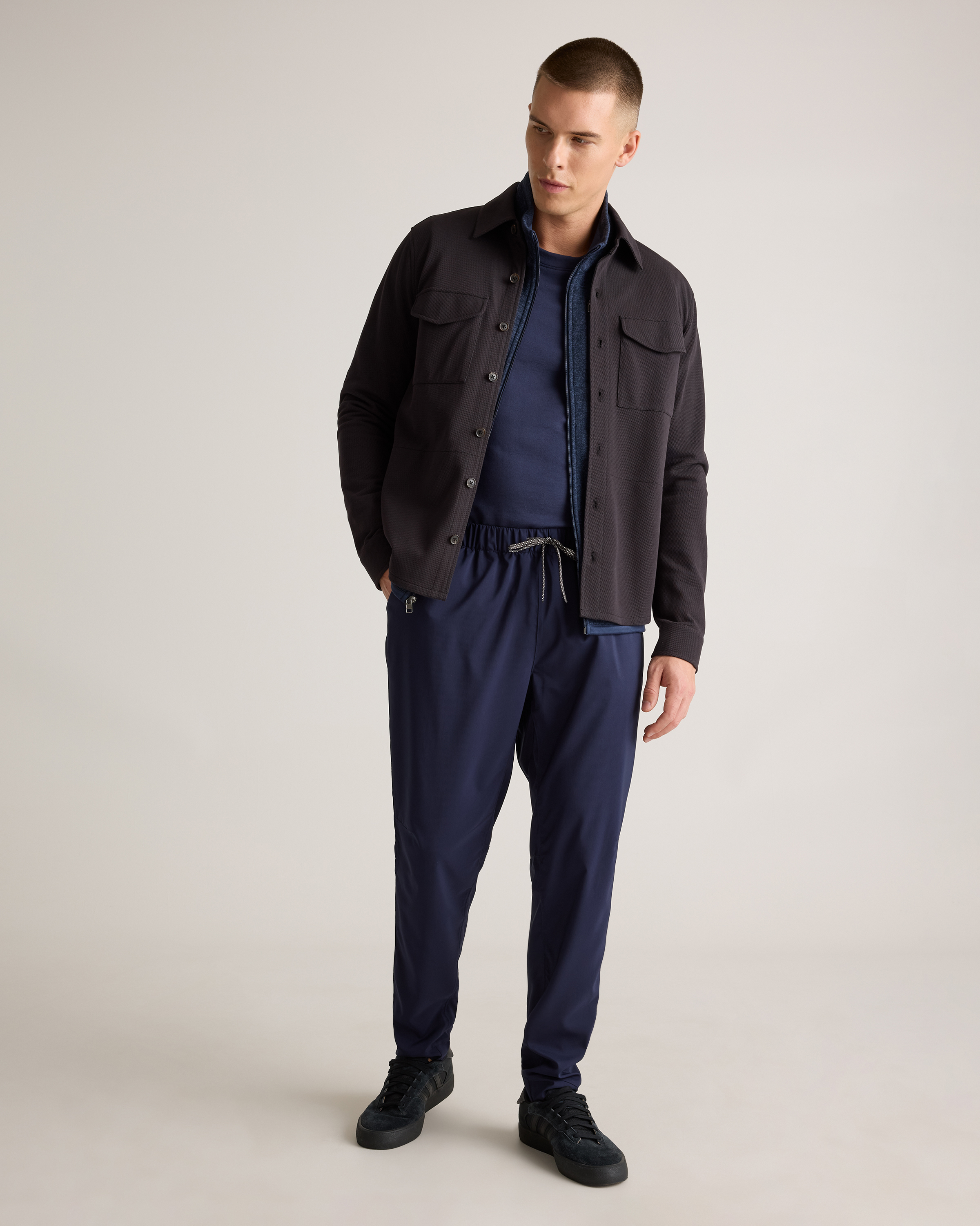 Sweater-Knit Fleece Full-Zip Vest in Navy