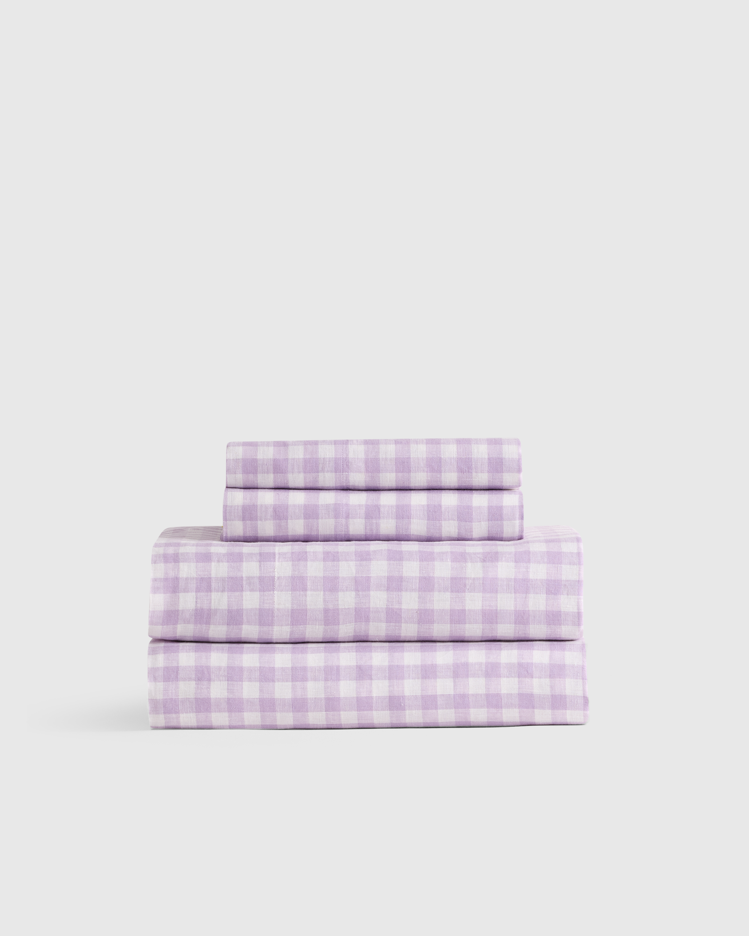 Lavender Gingham European Linen Sheet Set