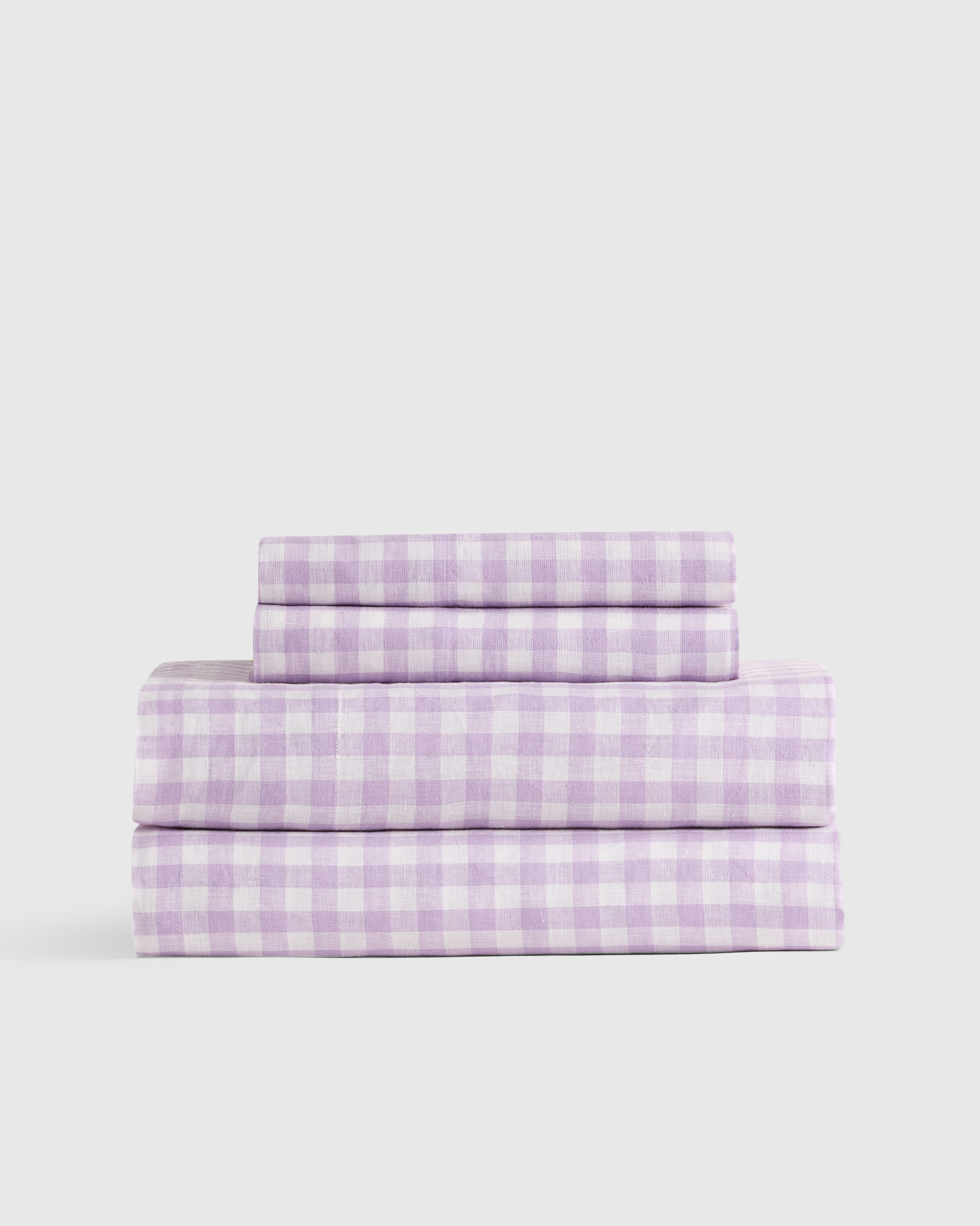 Lavender Gingham European Linen Sheet Set