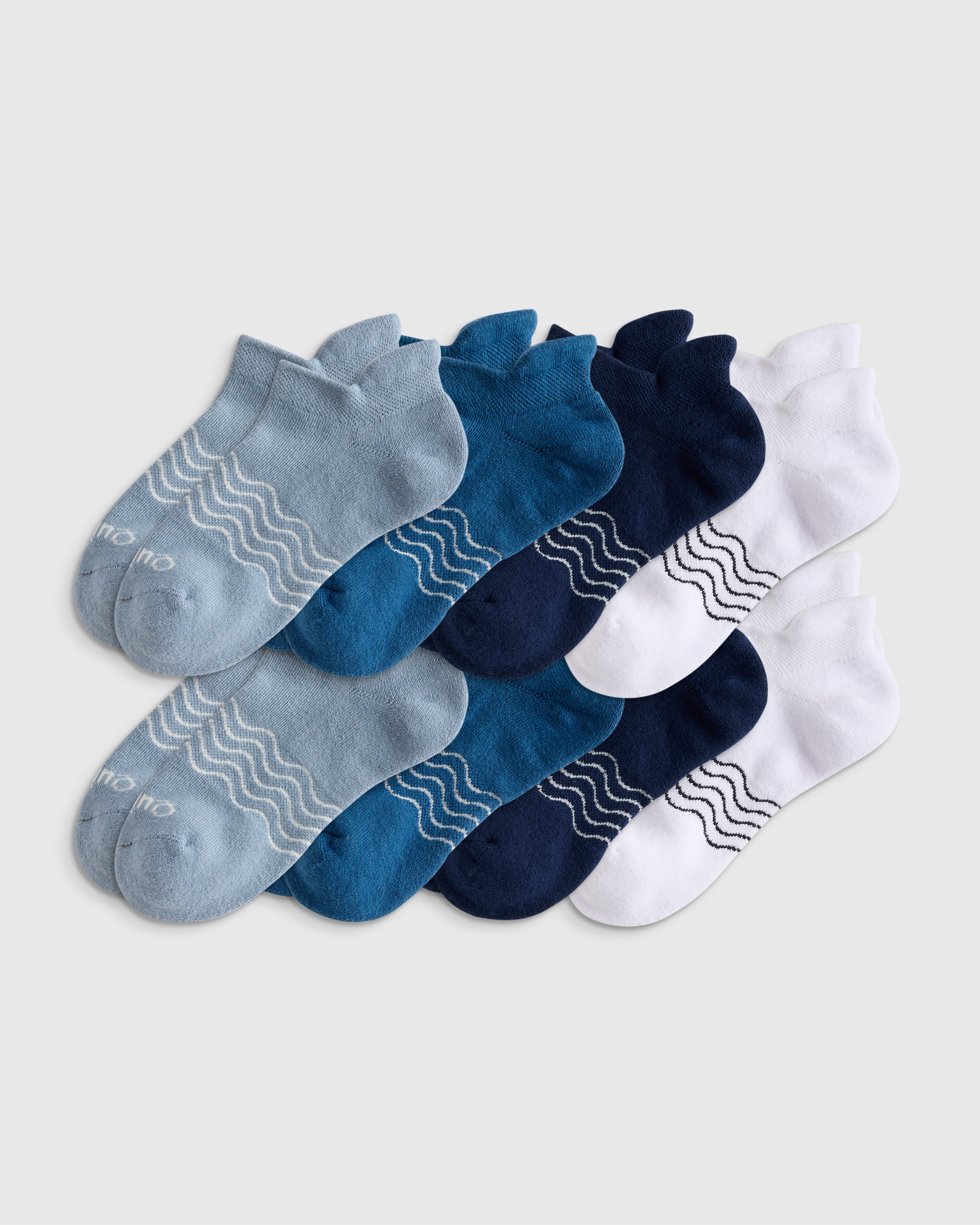 Blue/White Multi Kids Organic Cotton Ankle Socks 8-Pack