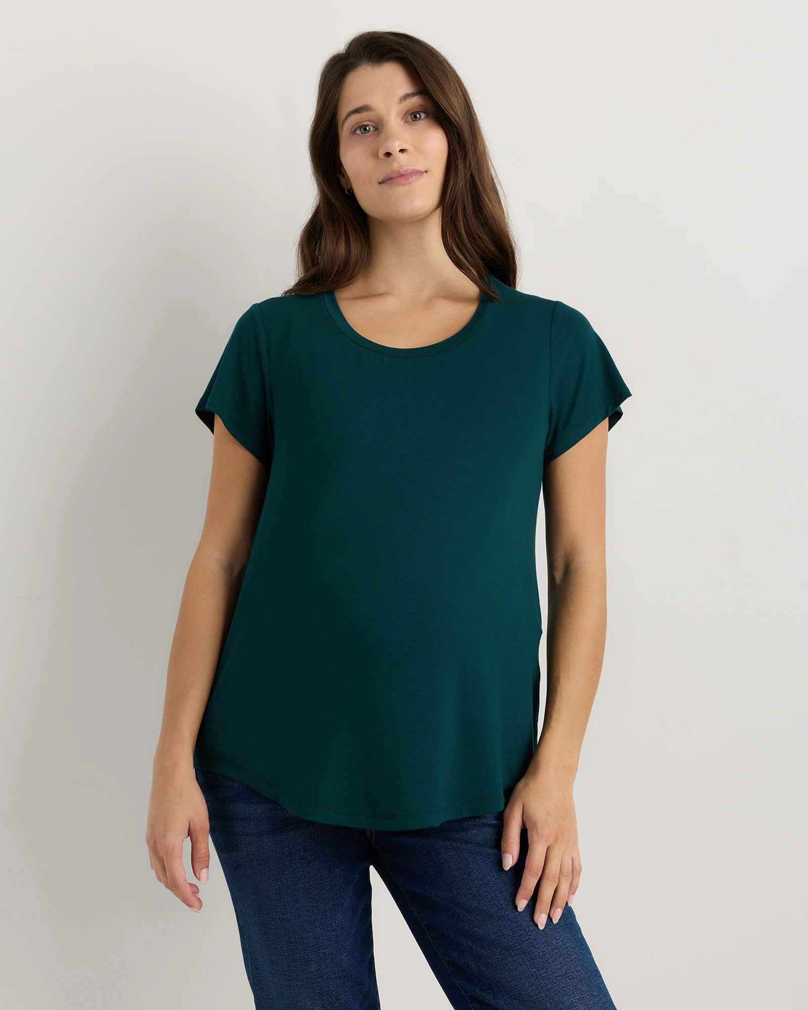 Bamboo Jersey Nursing Scoop Neck Tee - Maternity