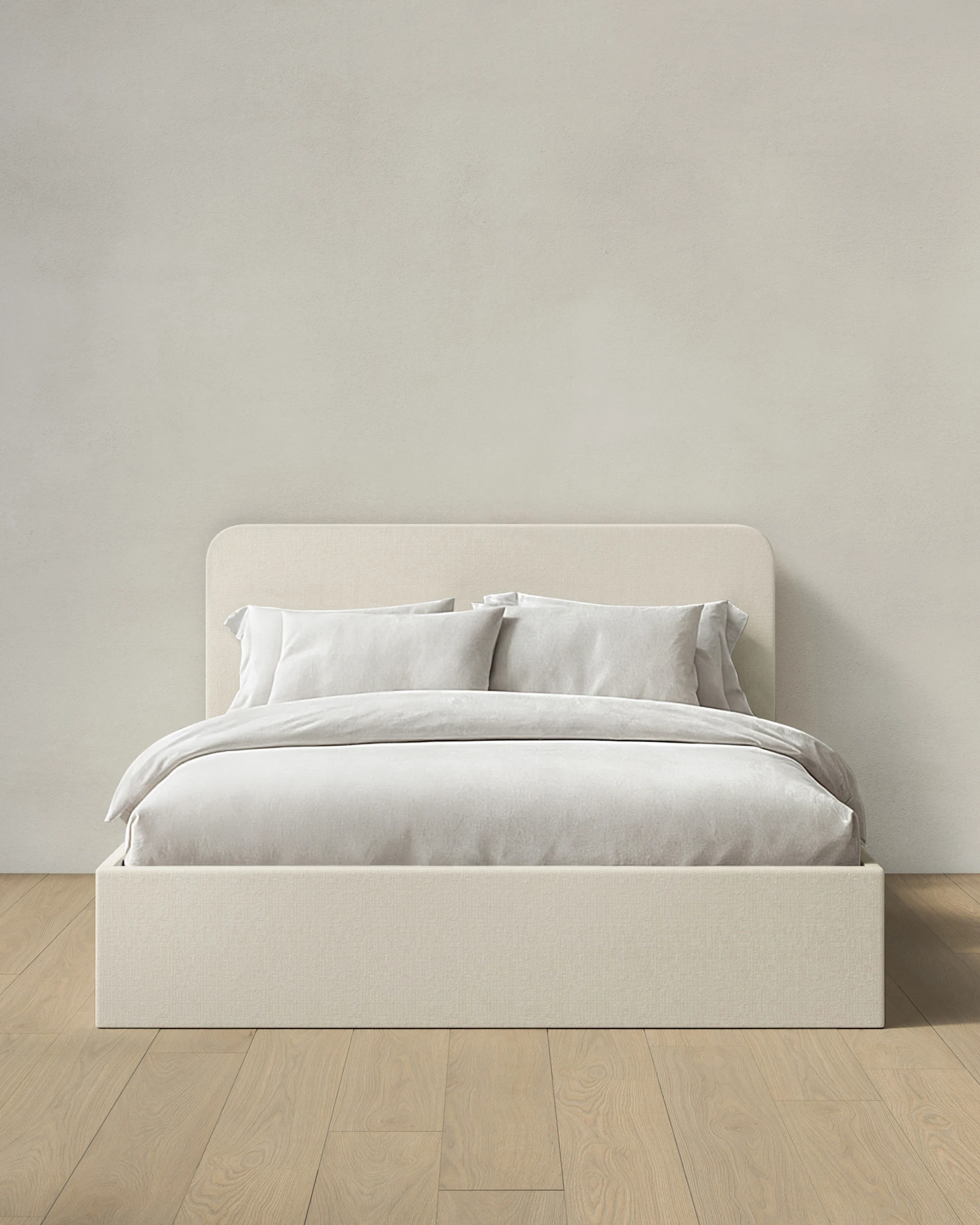 Linen Curved Bed - Low Headboard
