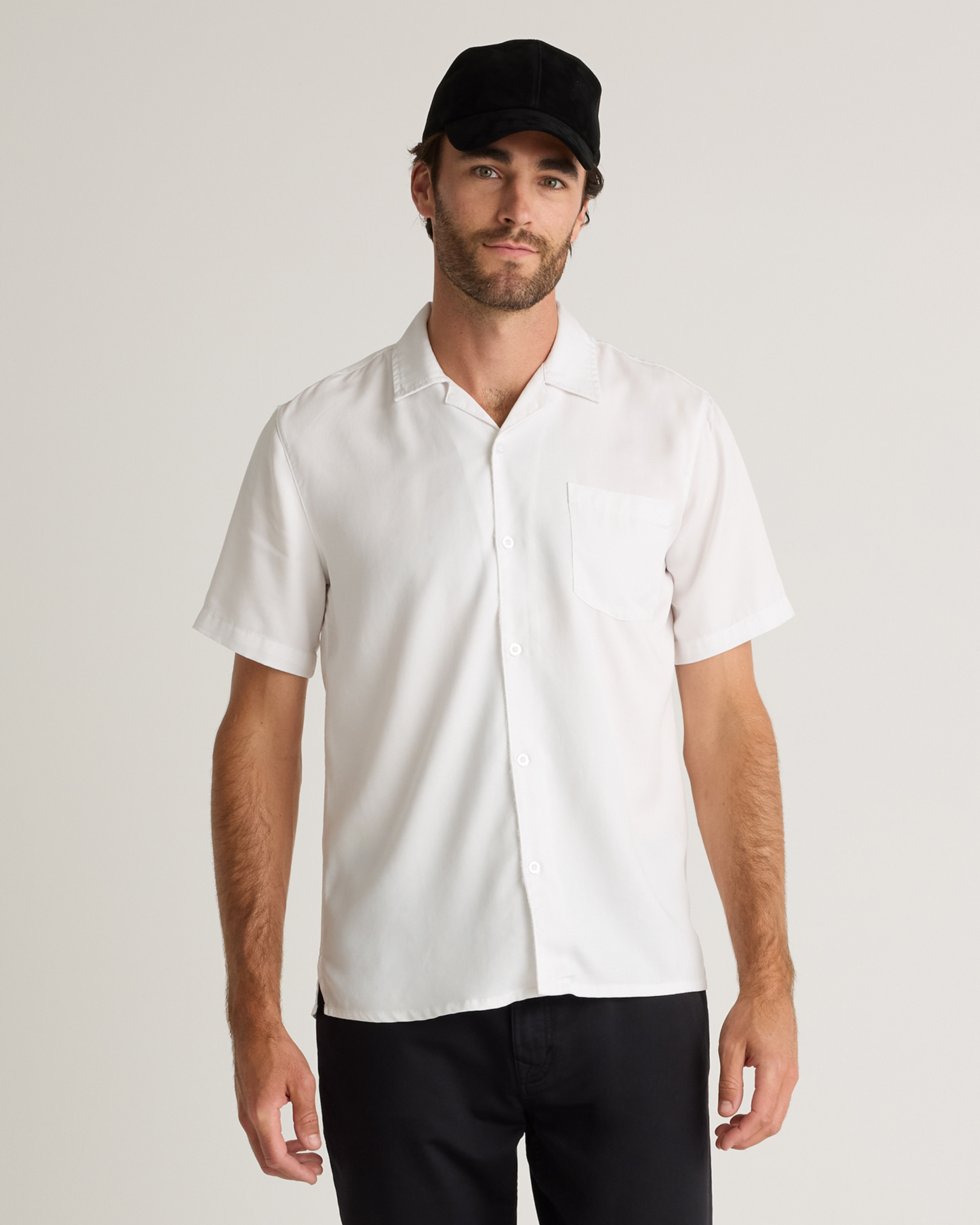 White Vintage Wash Tencel Camp Shirt