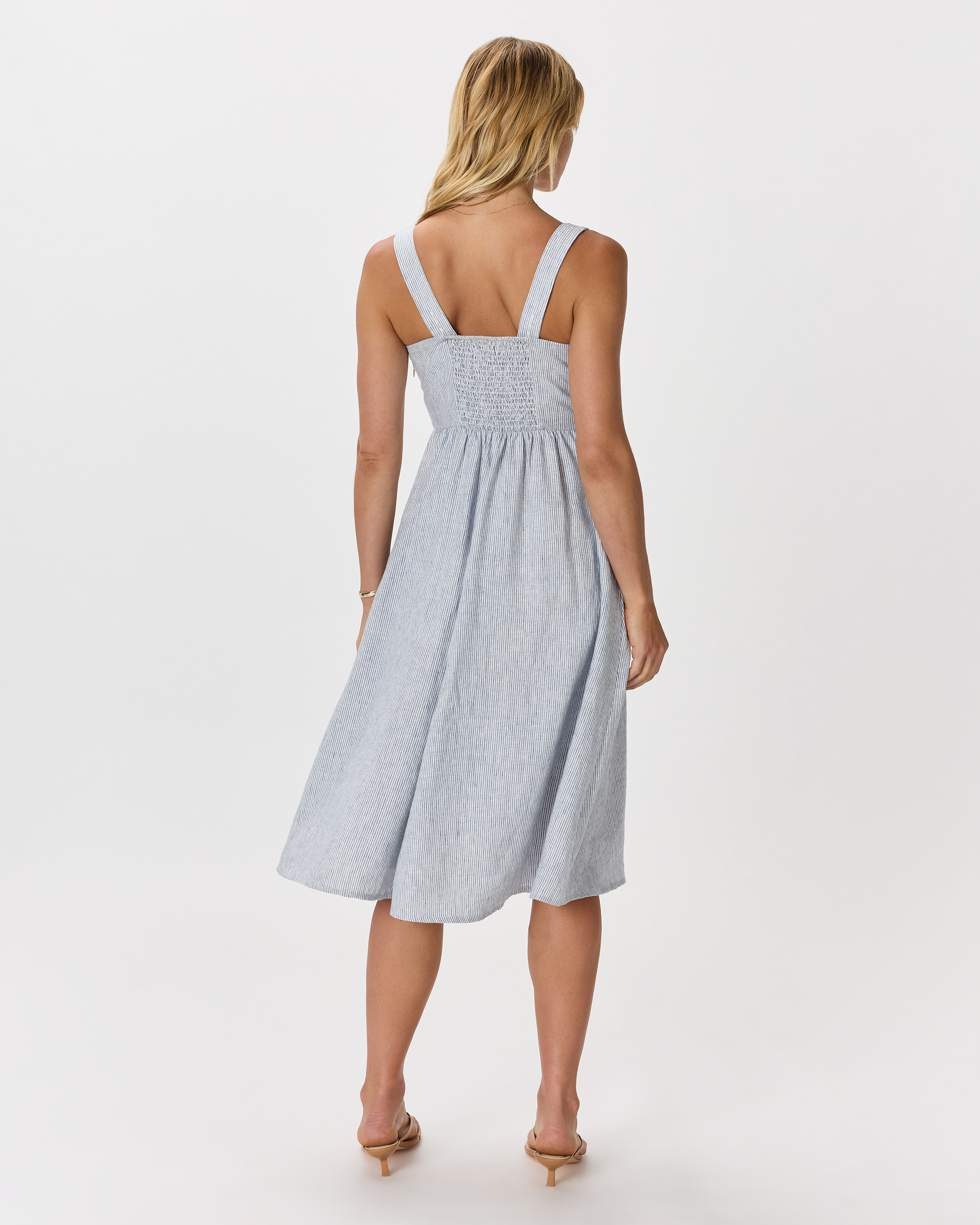 knee length dresses for ladies Pinstripe Midi Dress – Polkadots & Moonbeams LA main image 1