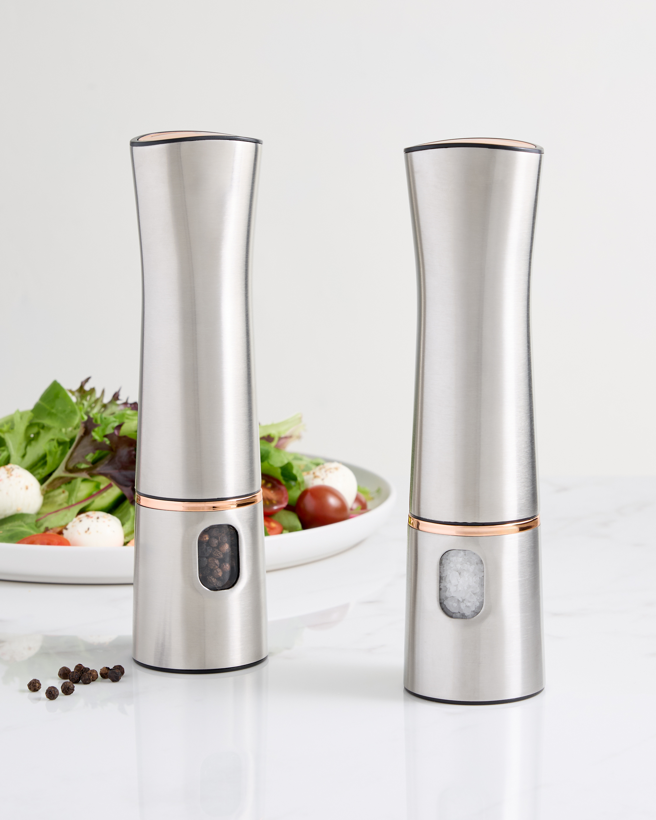 Stainless Steel Electric Salt \u0026 Pepper Mill Set in Stainless Steel, image size:1582x1977