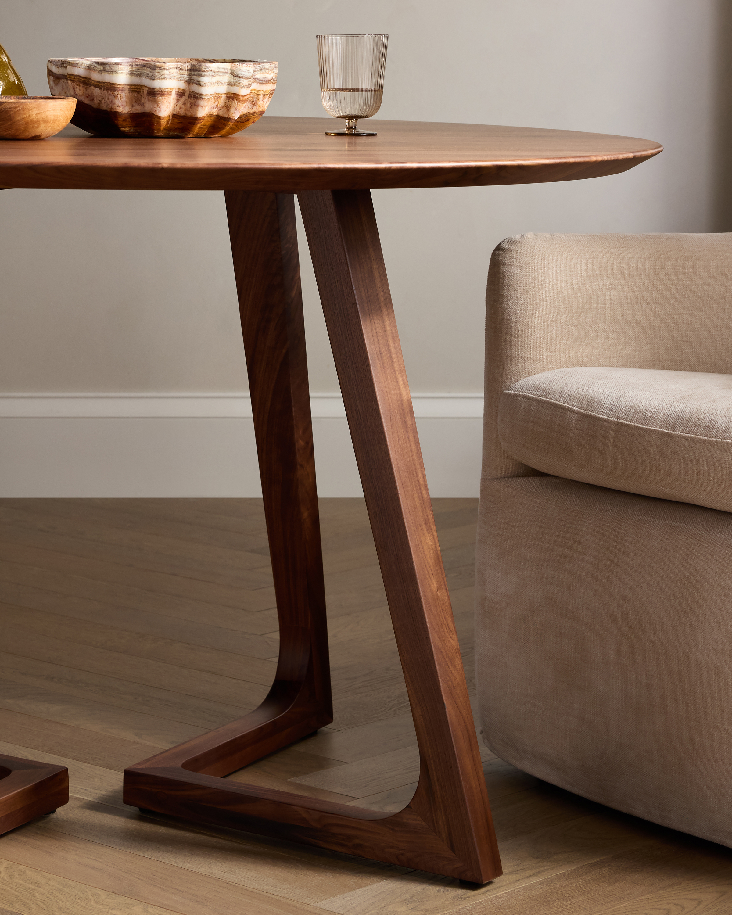 Solid Walnut Round Midcentury Dining Table - thumbnail 4
