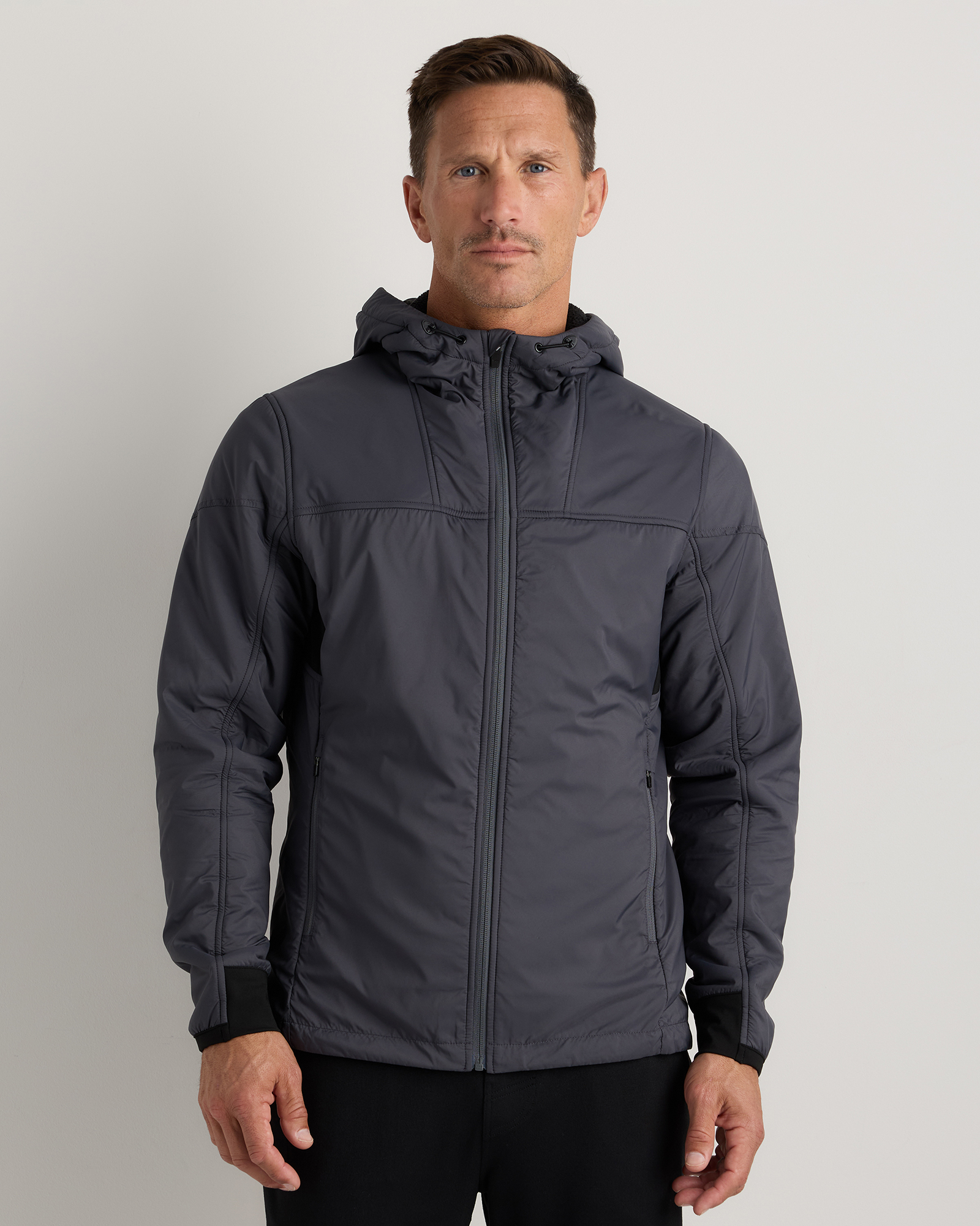 Carbon Grey Weatherproof Fleece-Lined Hooded Jacket
