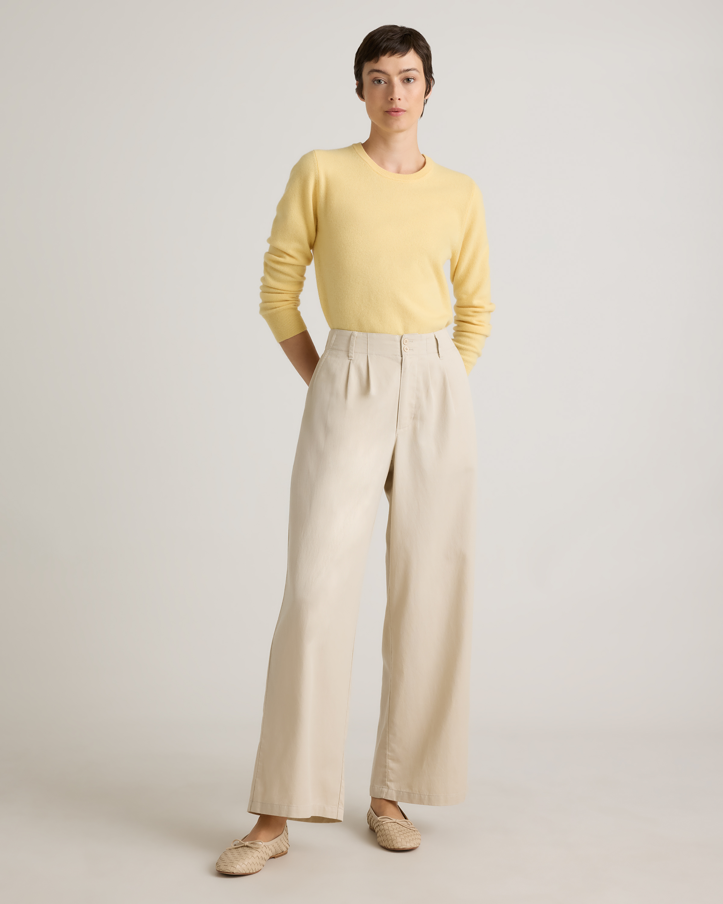 パンツ Time is on CENTER PRESSED TWILL TROUSER Drapey Twill Pleated Trouser