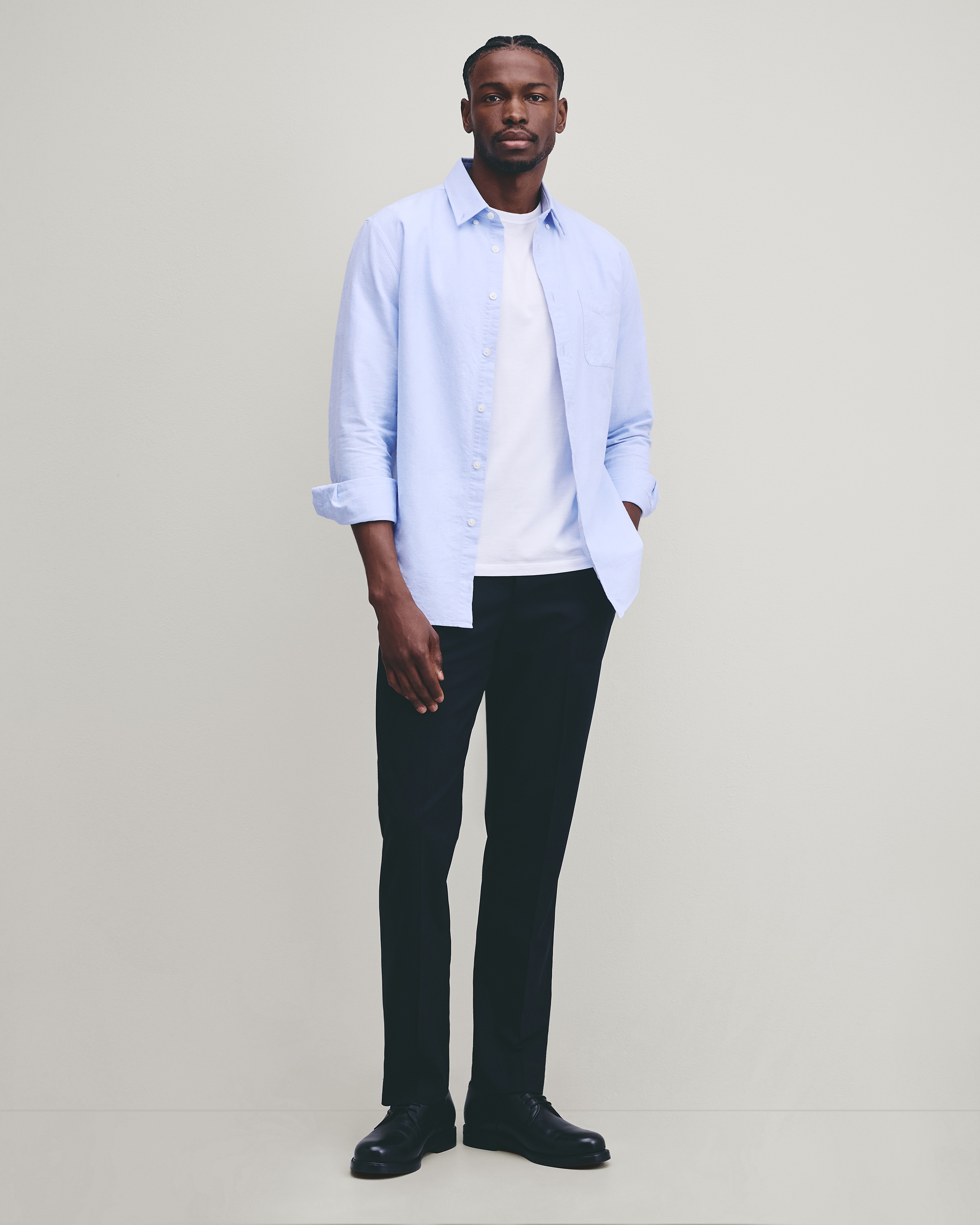 black dress pants light blue shirt VINCENT (Style #6701-Y) - Black Shirt With Dress Trousers Package