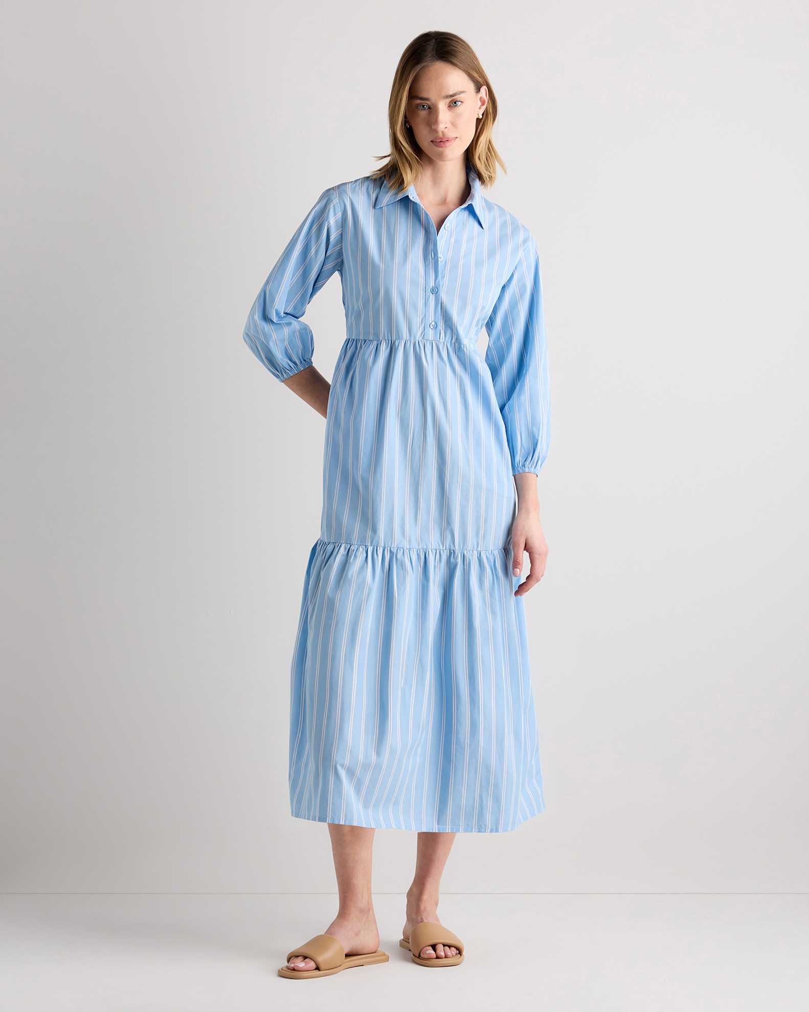 Women's Poplin Midi Tunic Dress in Tribeca Stripe, Size XS, Organic Cotton by Quince Women's Poplin Midi Tunic Dress in Tribeca Stripe, Size XS, Organic Cotton by Quince