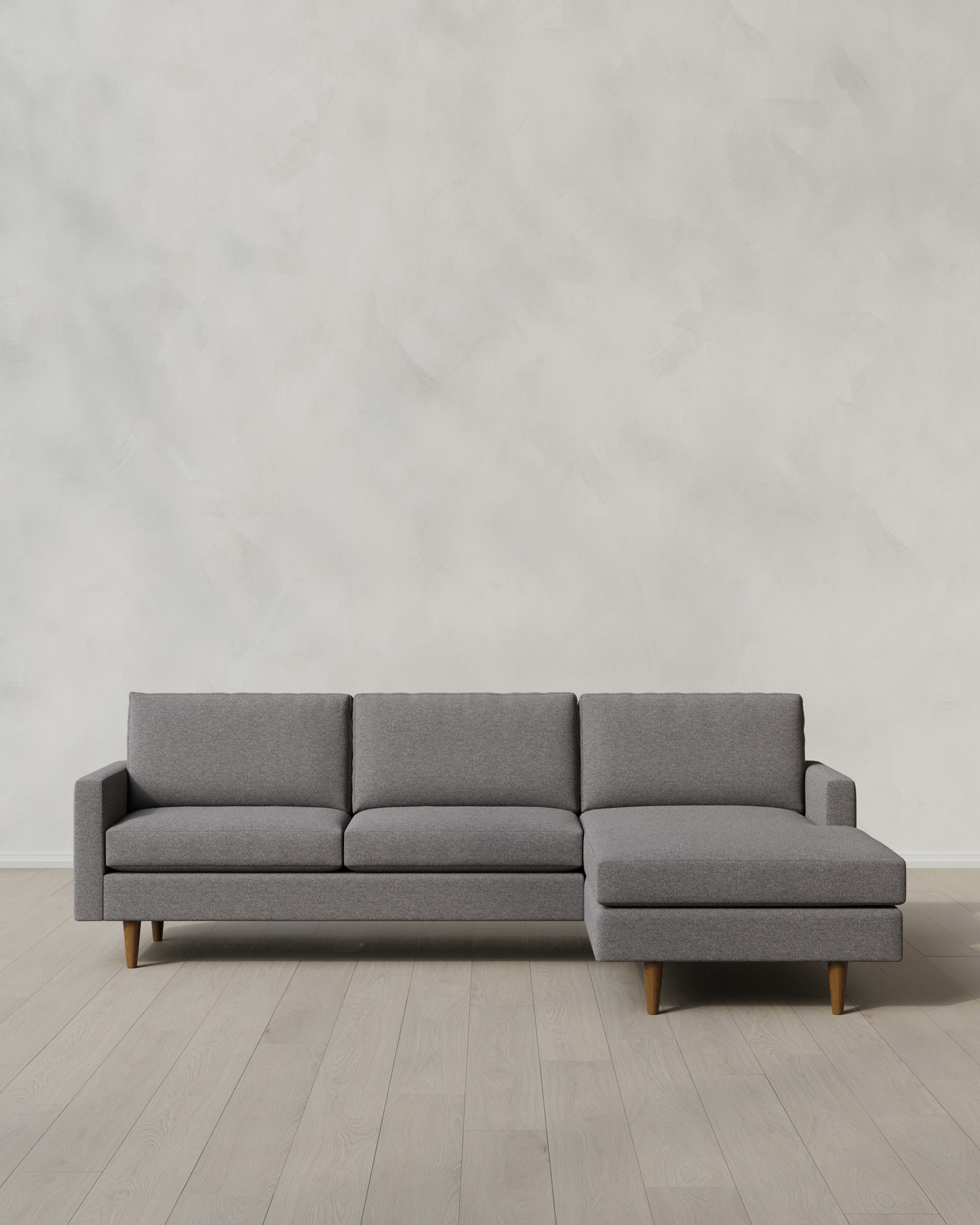Ash Atlas Midcentury Chaise Sectional in Performance Basketweave