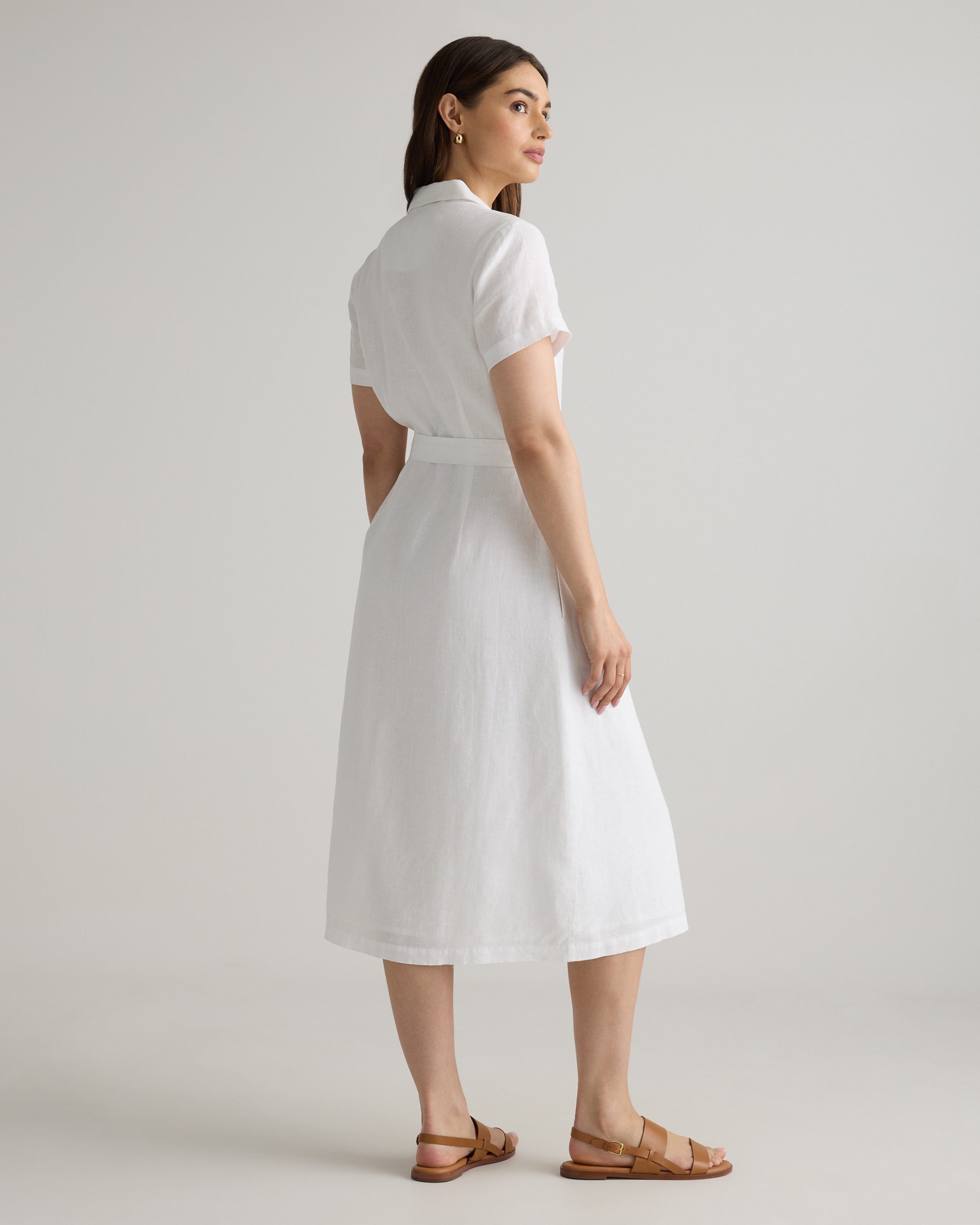 Women's Short Sleeve Dress in White, Size Large, Linen by Quince