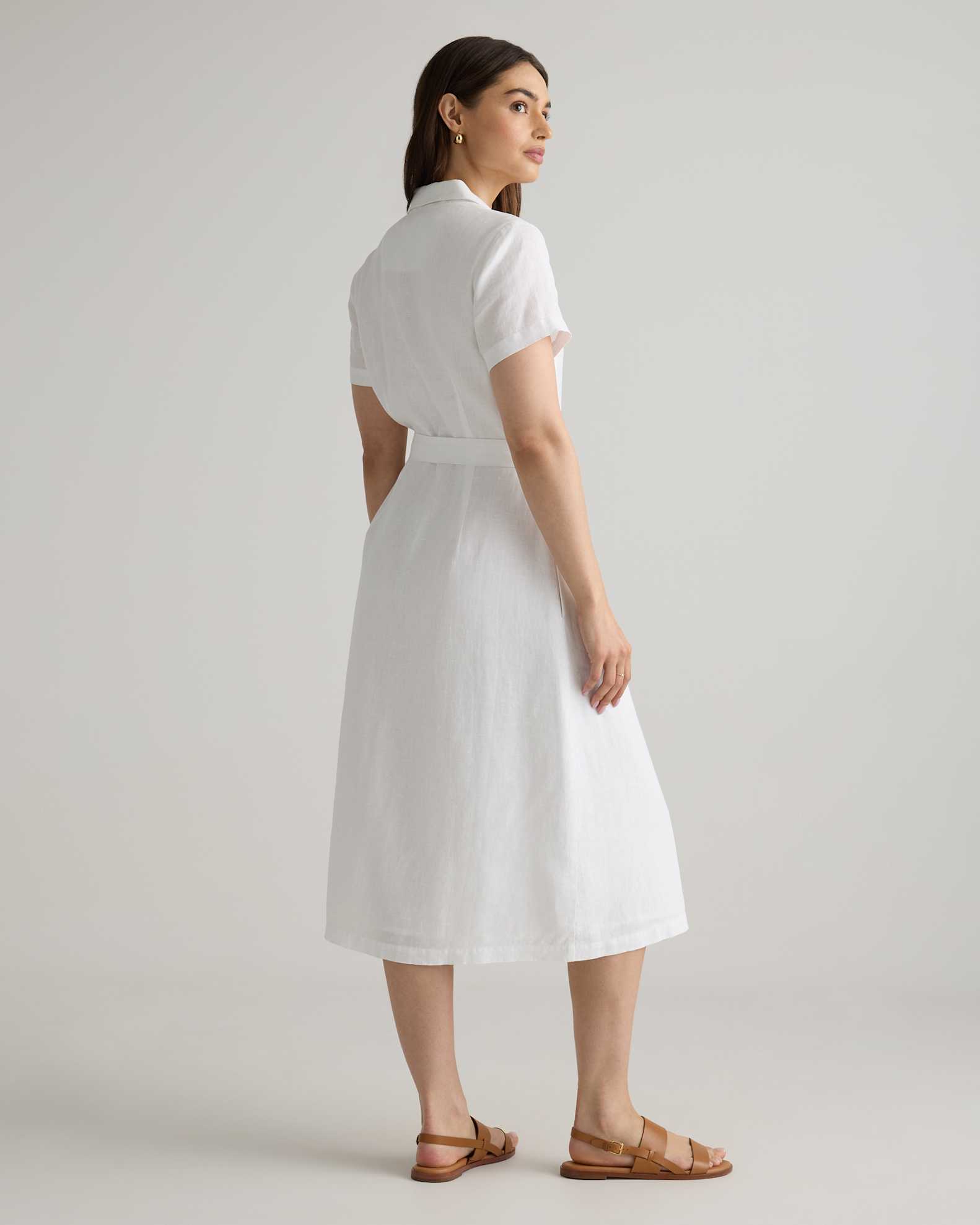 Women's Short Sleeve Dress in White, Size Large, Linen by Quince Women's Short Sleeve Dress in White, Size Large, Linen by Quince