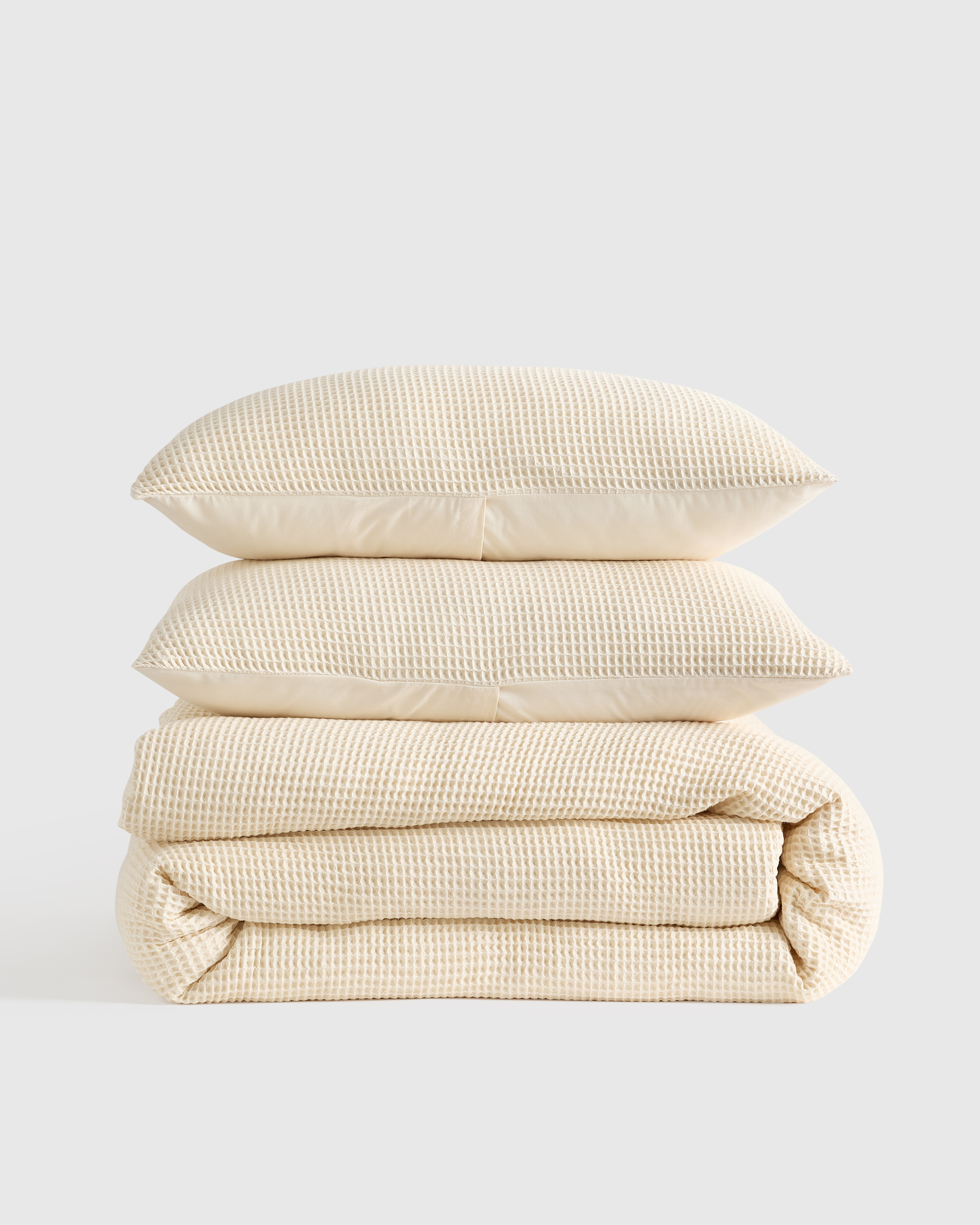 organic waffle duvet cover set, undyed, king/cal king