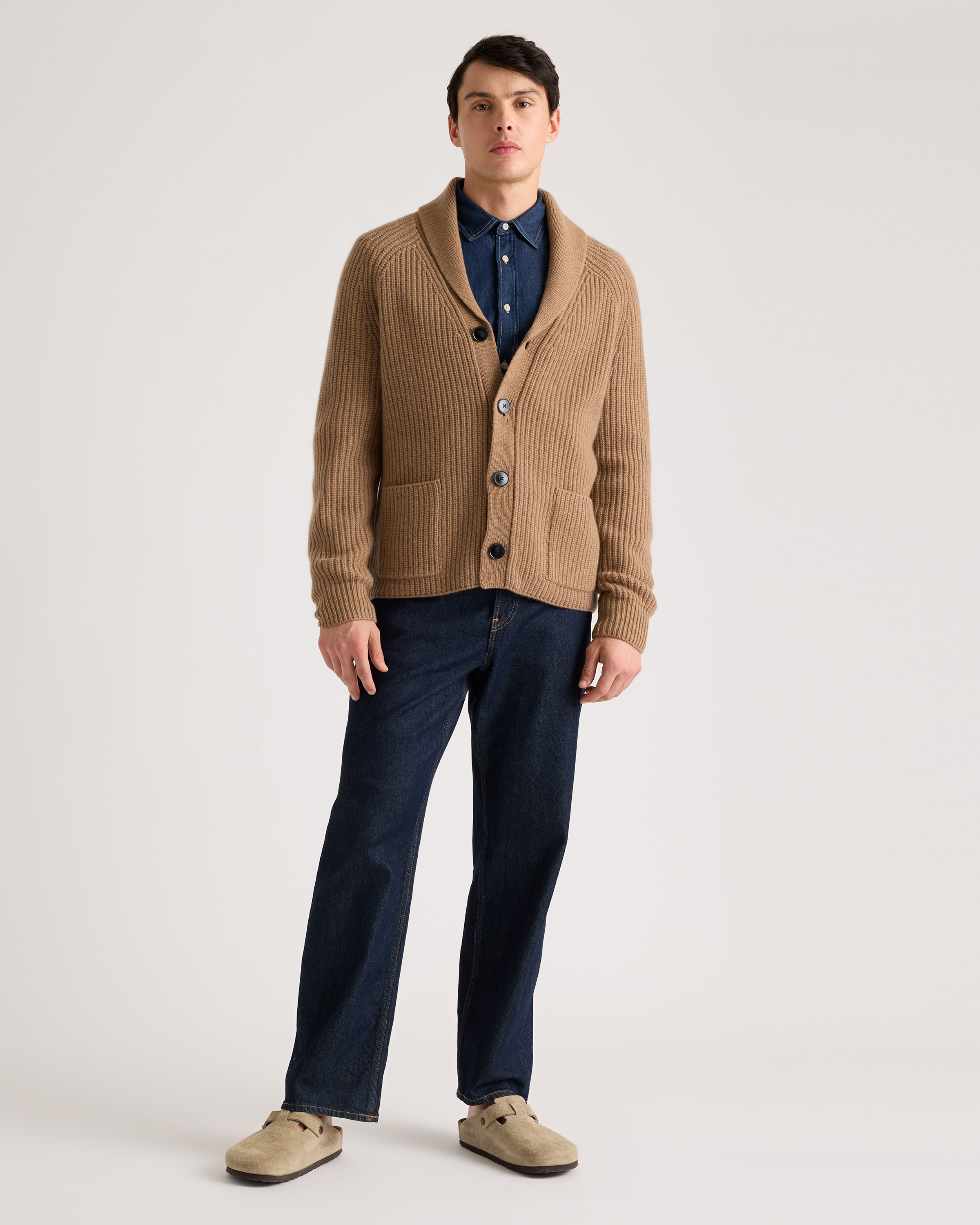Mongolian Cashmere Shawl Collar Cardigan