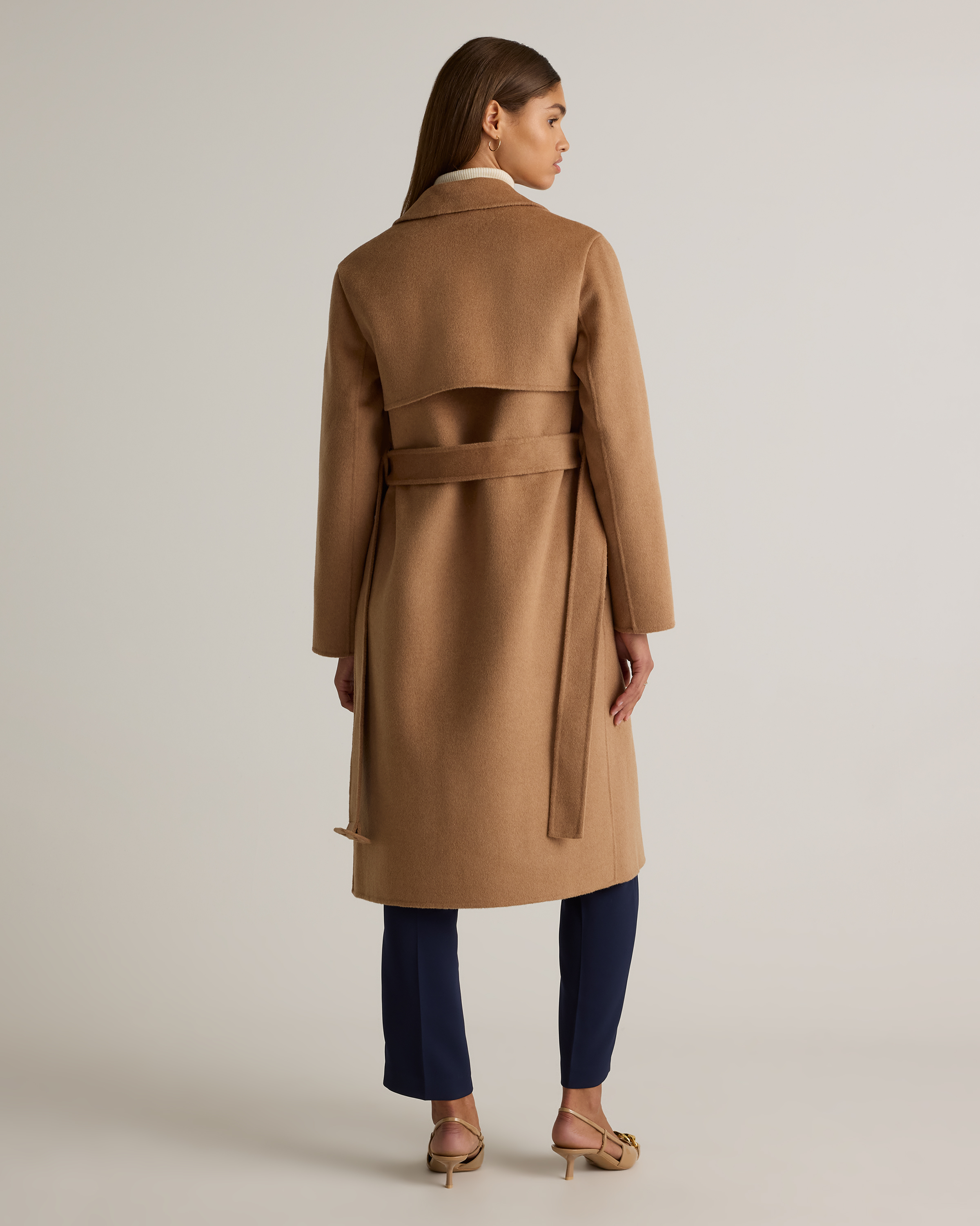 Double-Faced Merino Wool Trench Coat in Caramel