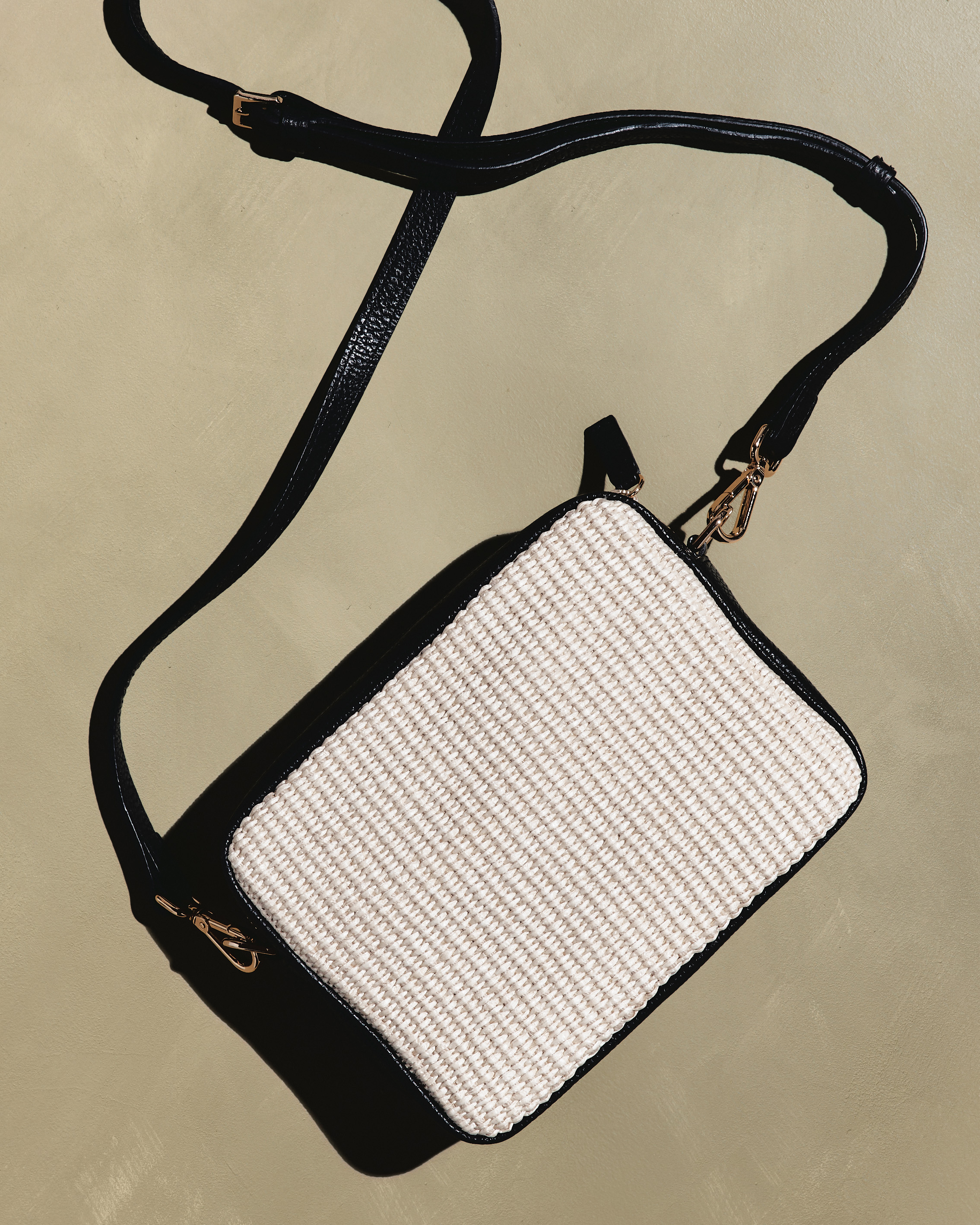 Natural Italian Leather & Raffia Crossbody