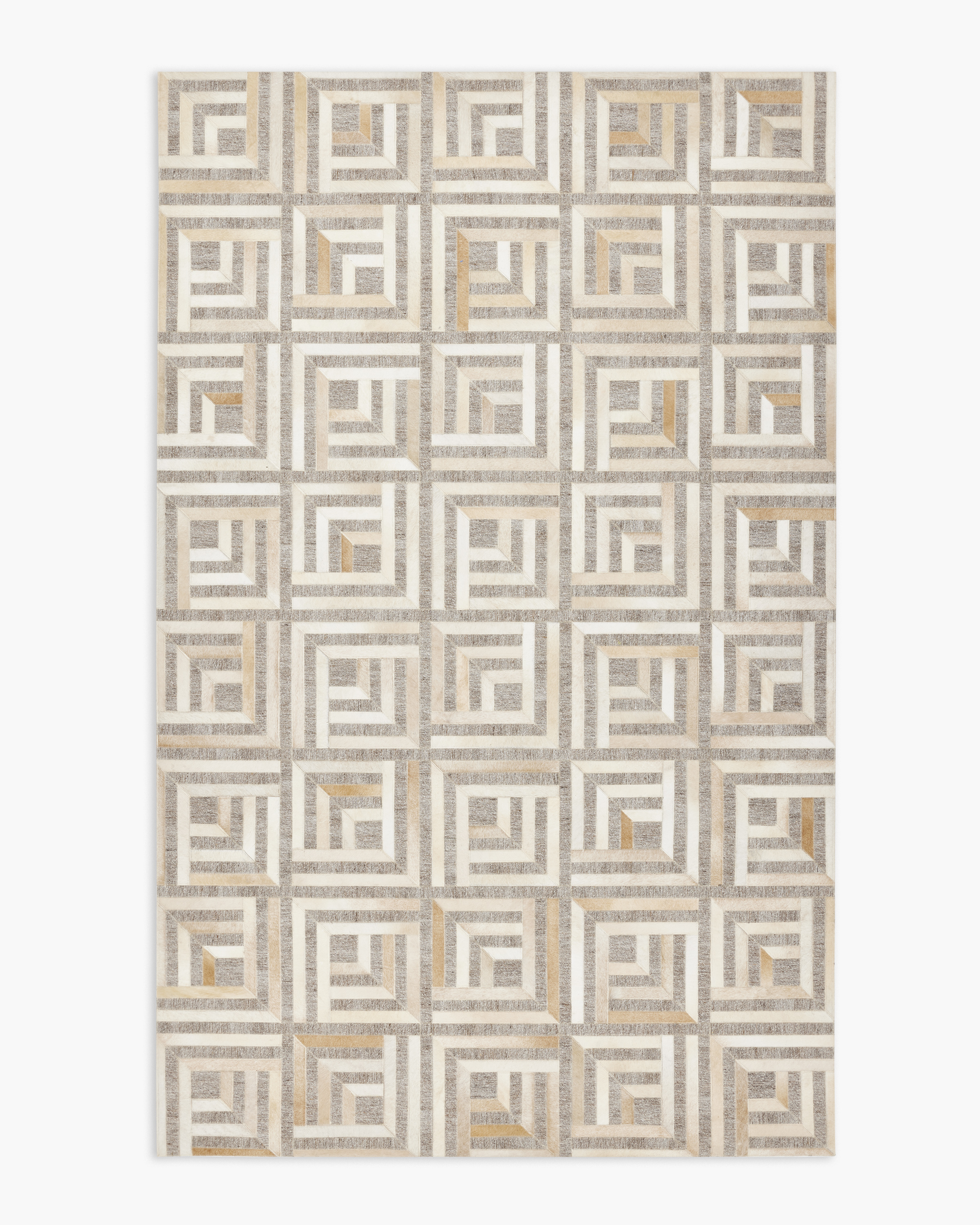 Natural Geometric Hair on Hide Rug