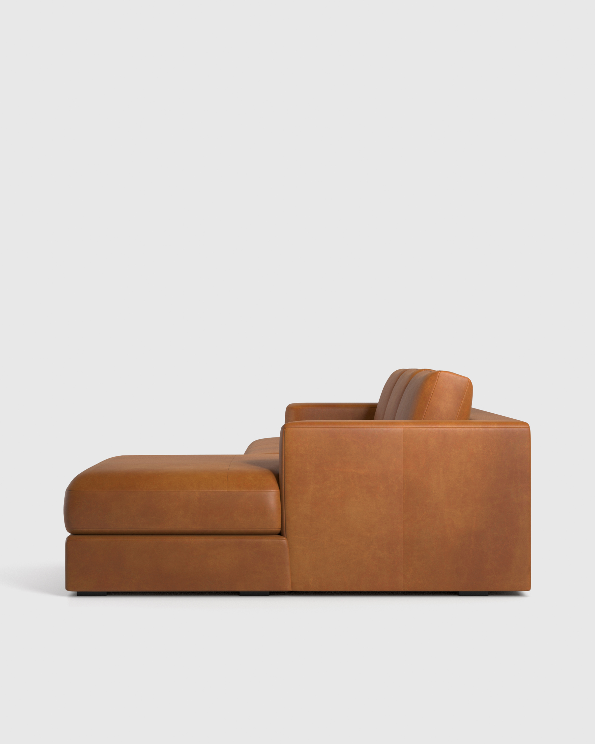 Sierra Leather Curved Arm Chaise Sectional - Thumbnail 2