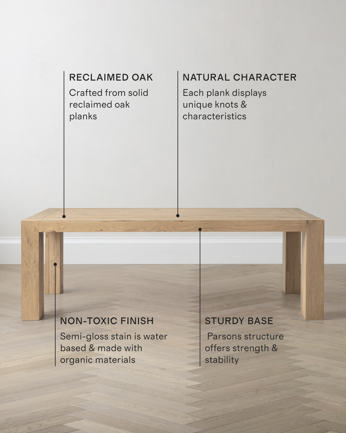 Reclaimed Wood Parsons Dining Table - thumbnail 10
