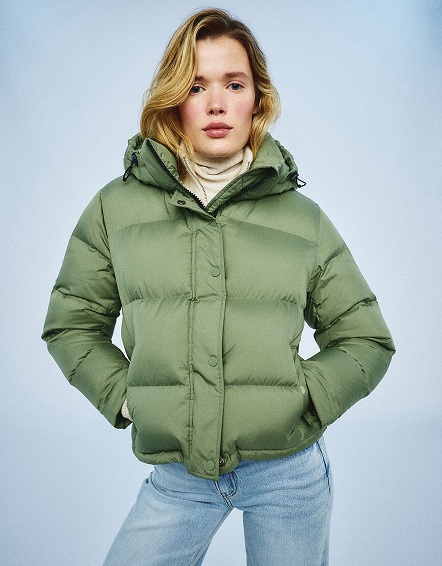 Sea Spray Green Responsible Down Cropped Puffer Jacket