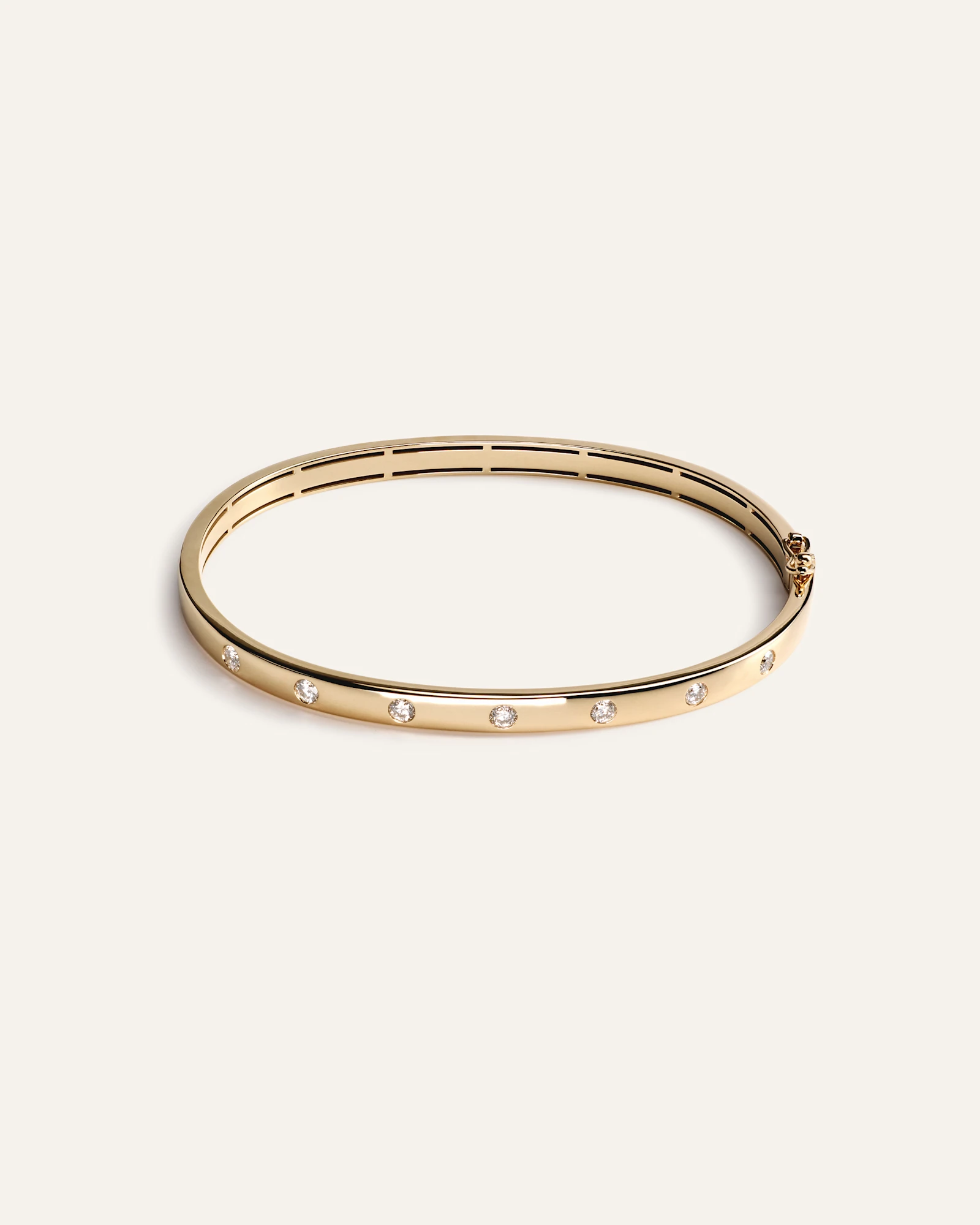 14K Gold Diamond Inlay Bangle