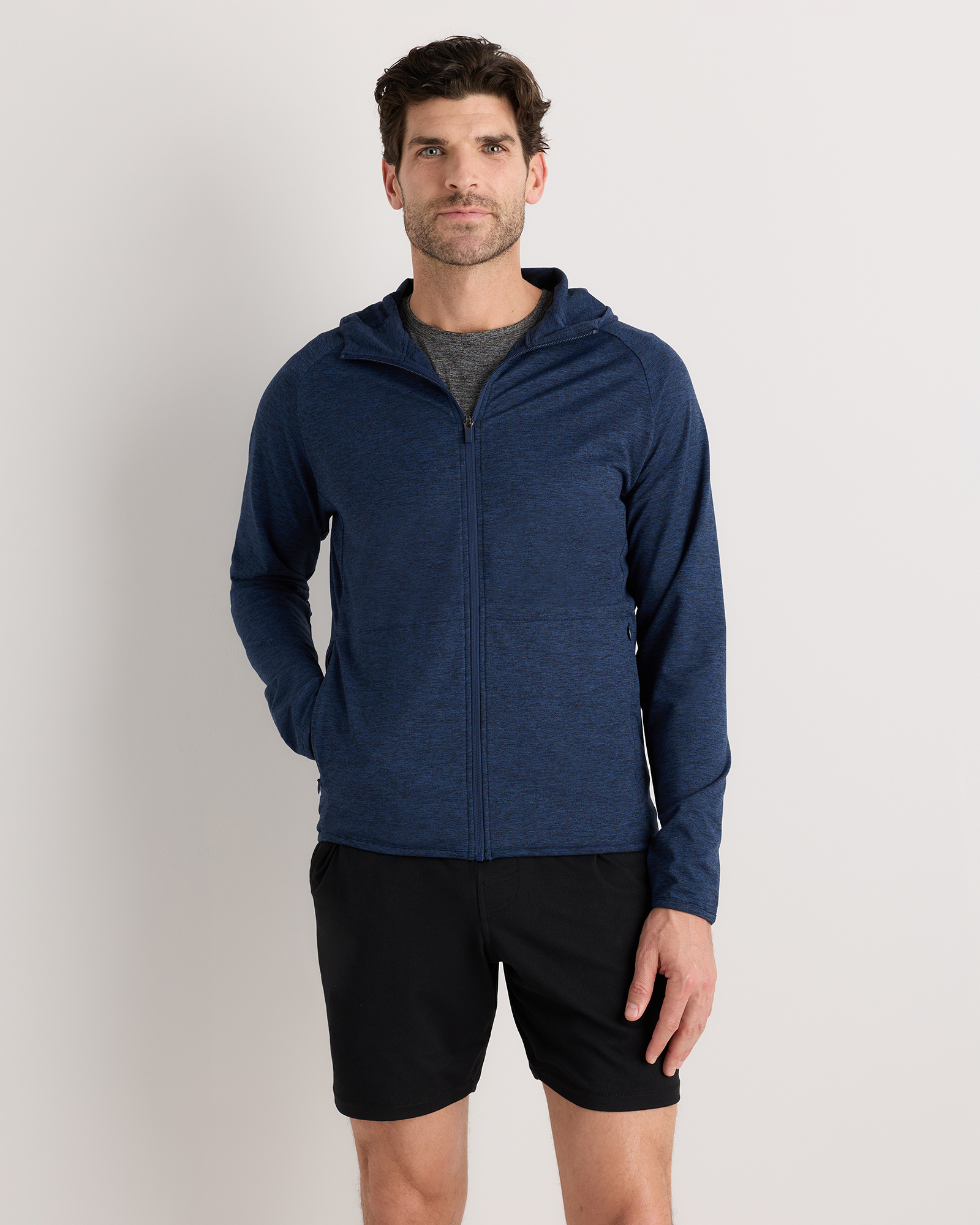 Heather Navy Flowknit Performance Zip Hoodie