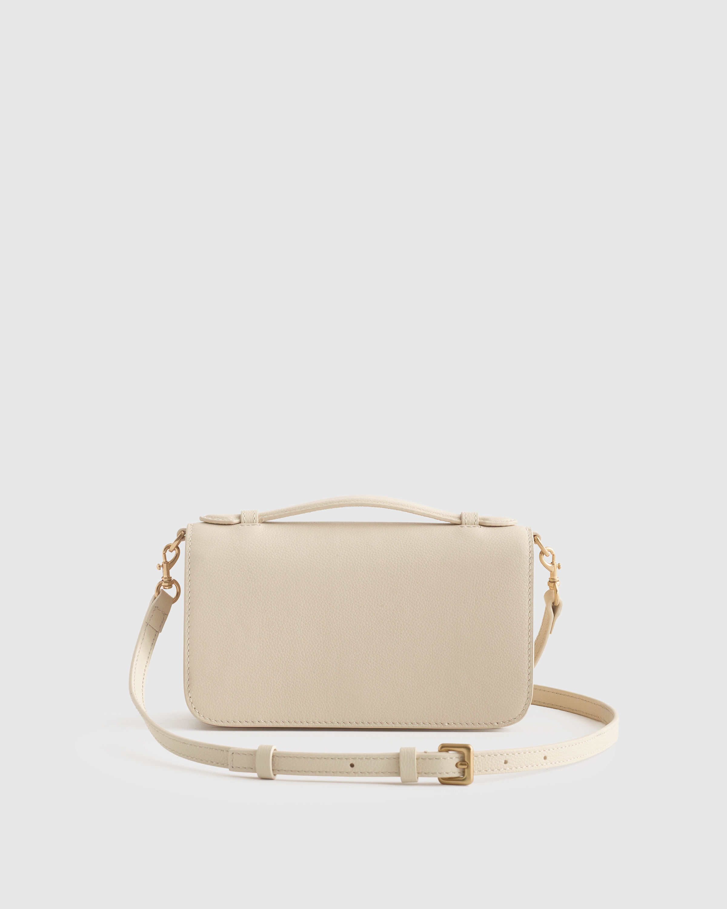 Cream Italian Leather Wallet Crossbody