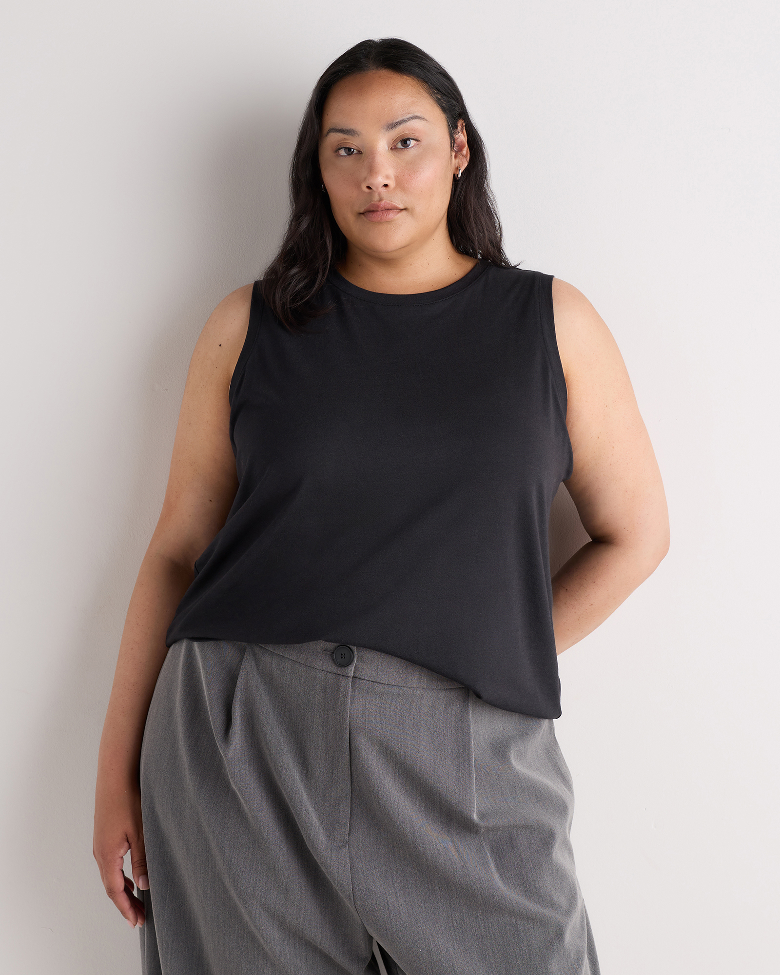 Black Cotton Modal Muscle Tank
