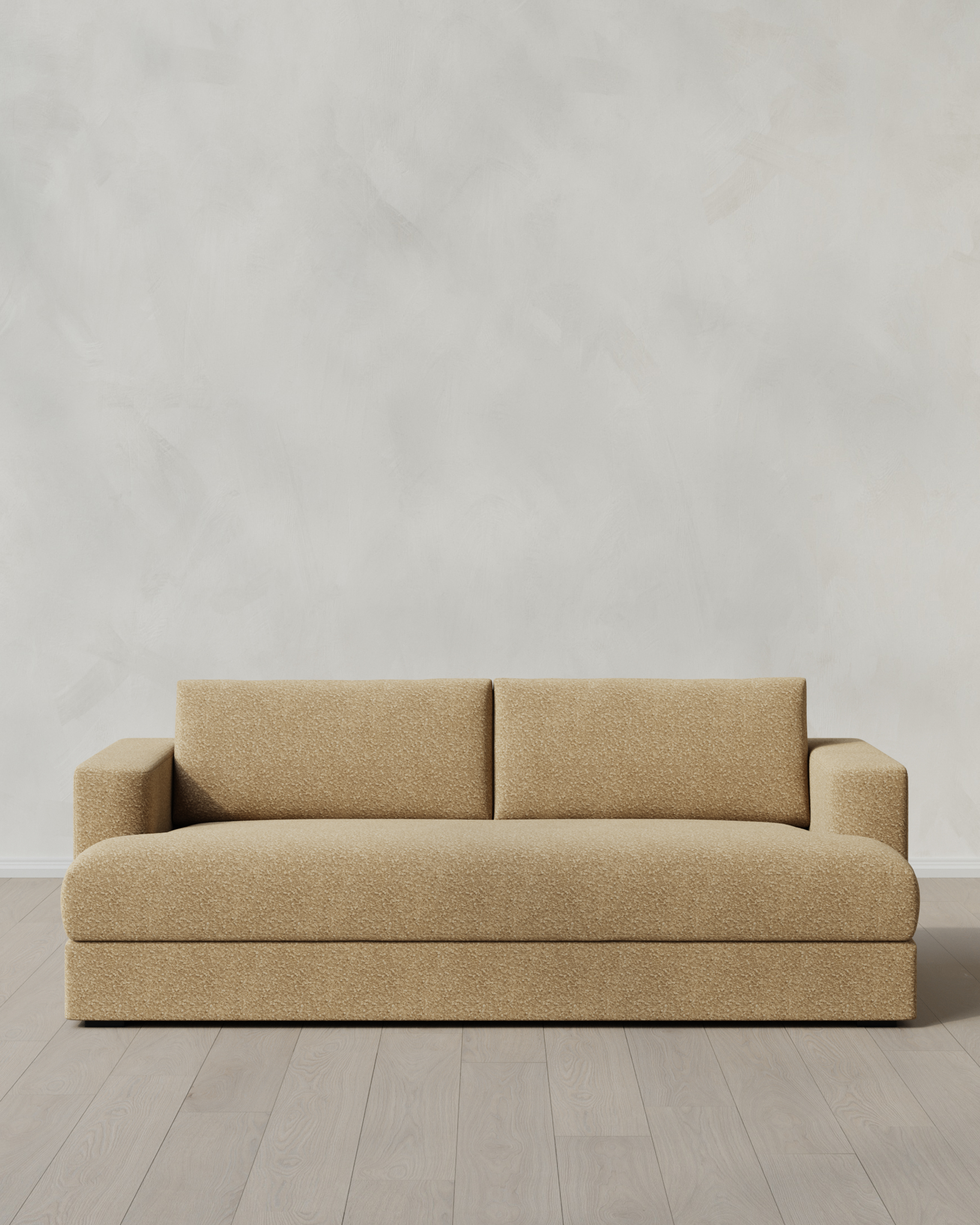 Mushroom Sierra Curved Arm Sofa in Performance Boucle