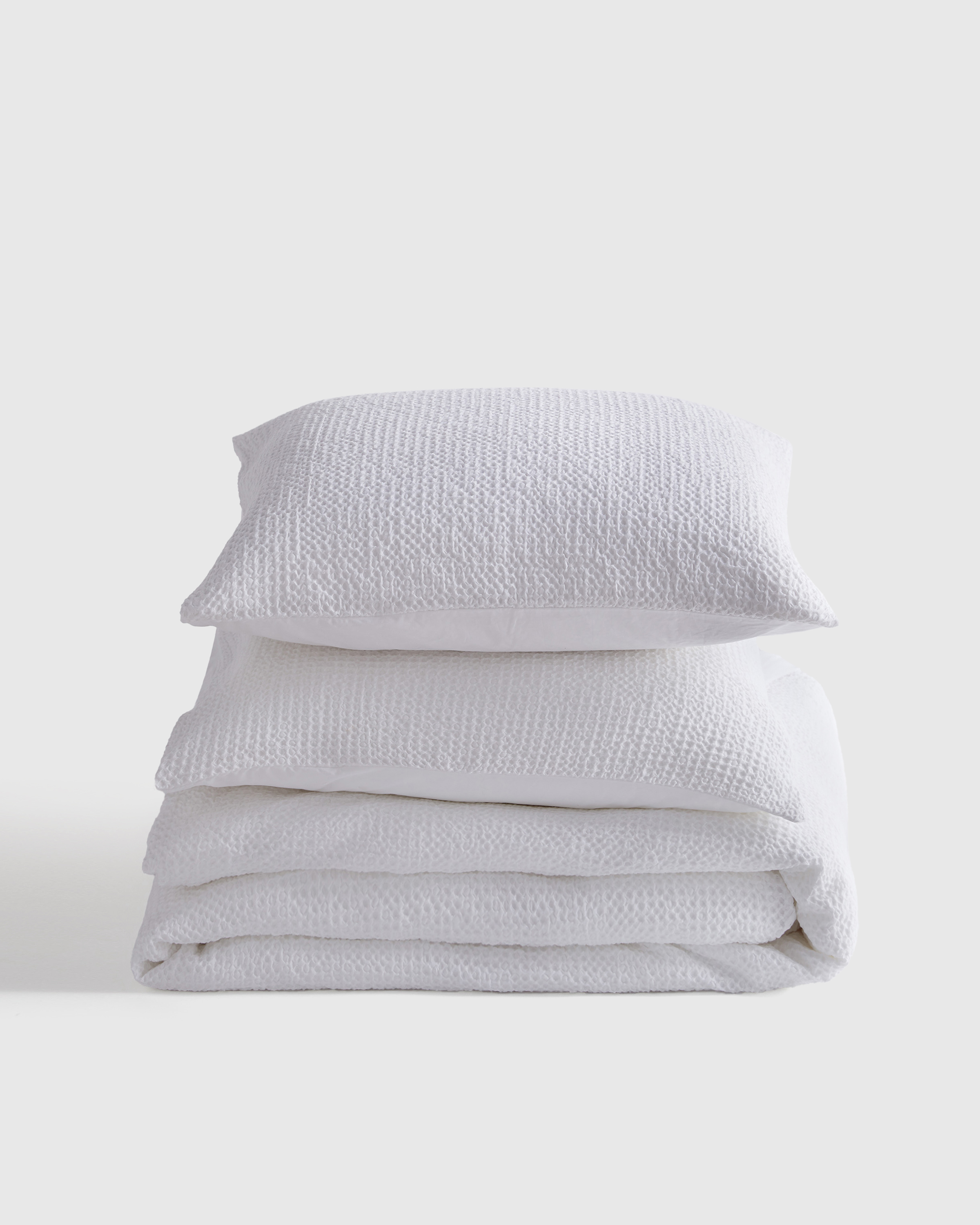 White Organic Luxe Honeycomb Duvet Cover Set